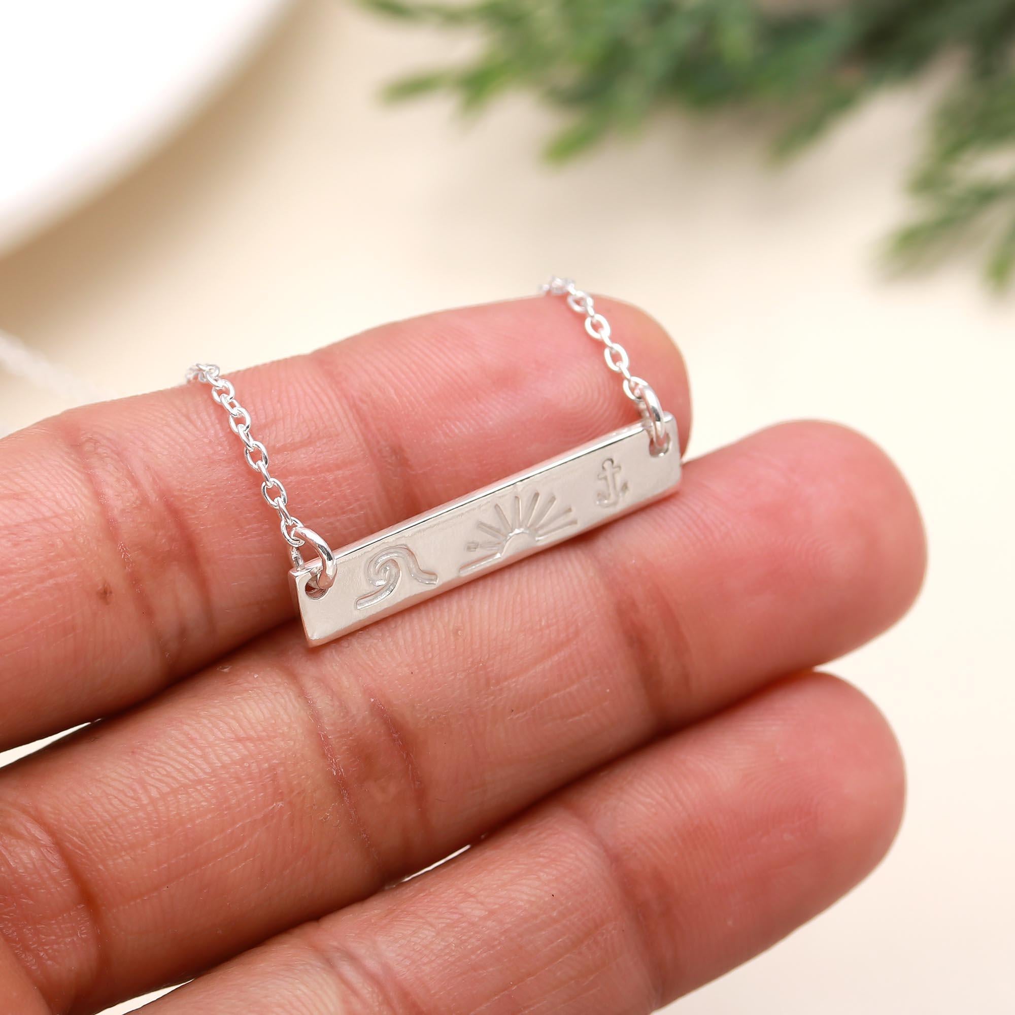 925 Silver Bar Pendant Necklace