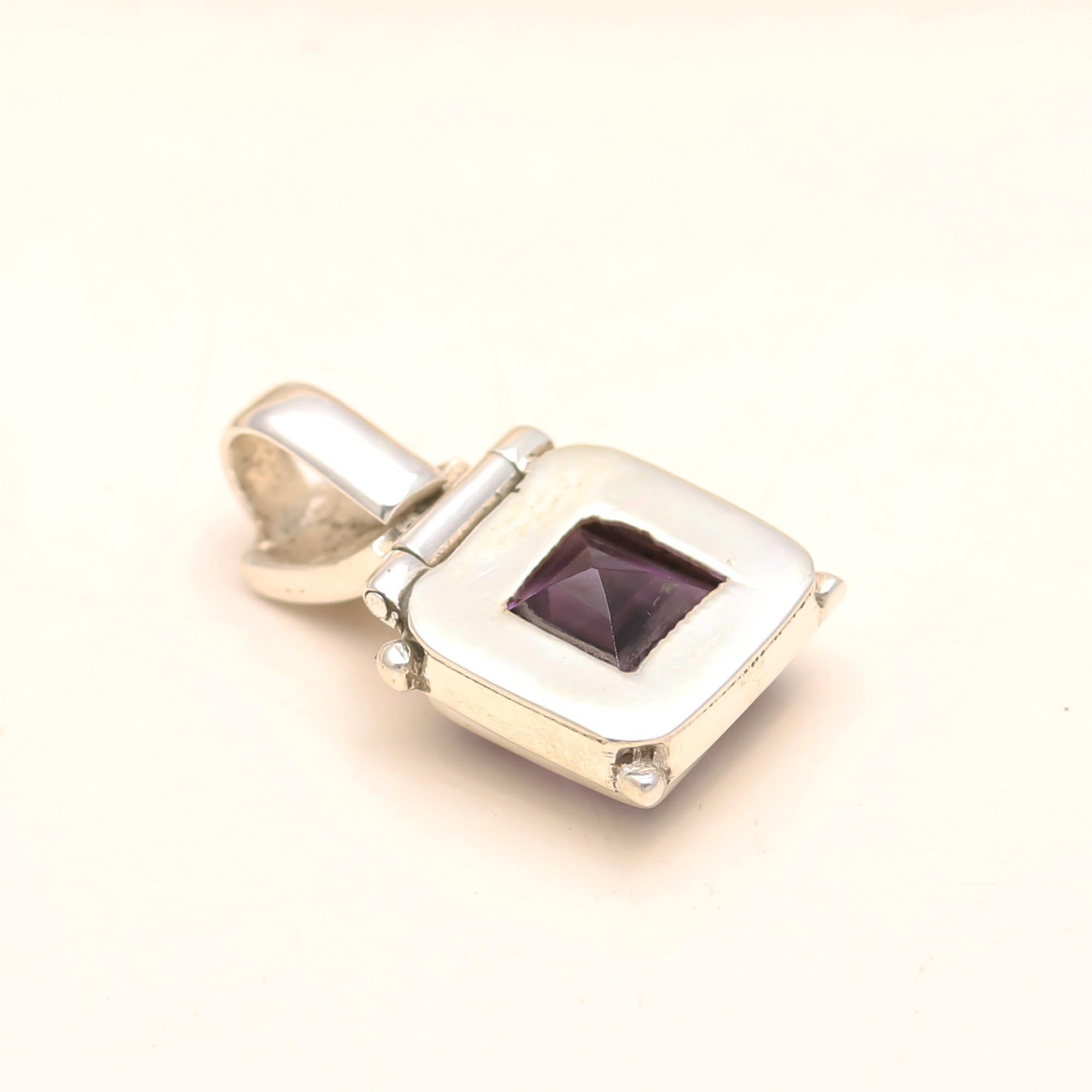 Purple Amethyst Gemstone Pendant in 925 Sterling Silver