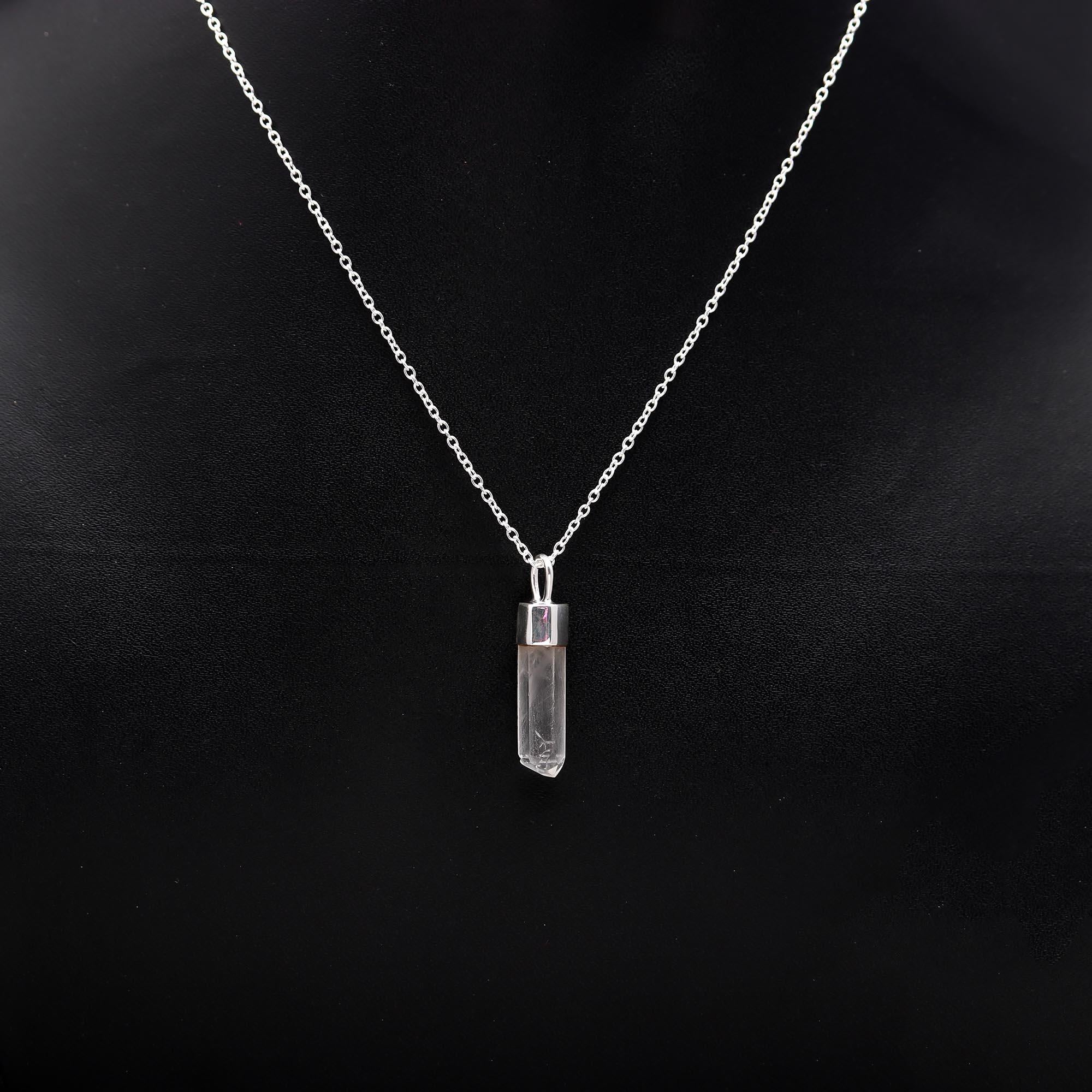 925 Silver Clear Quartz Pendant Necklace