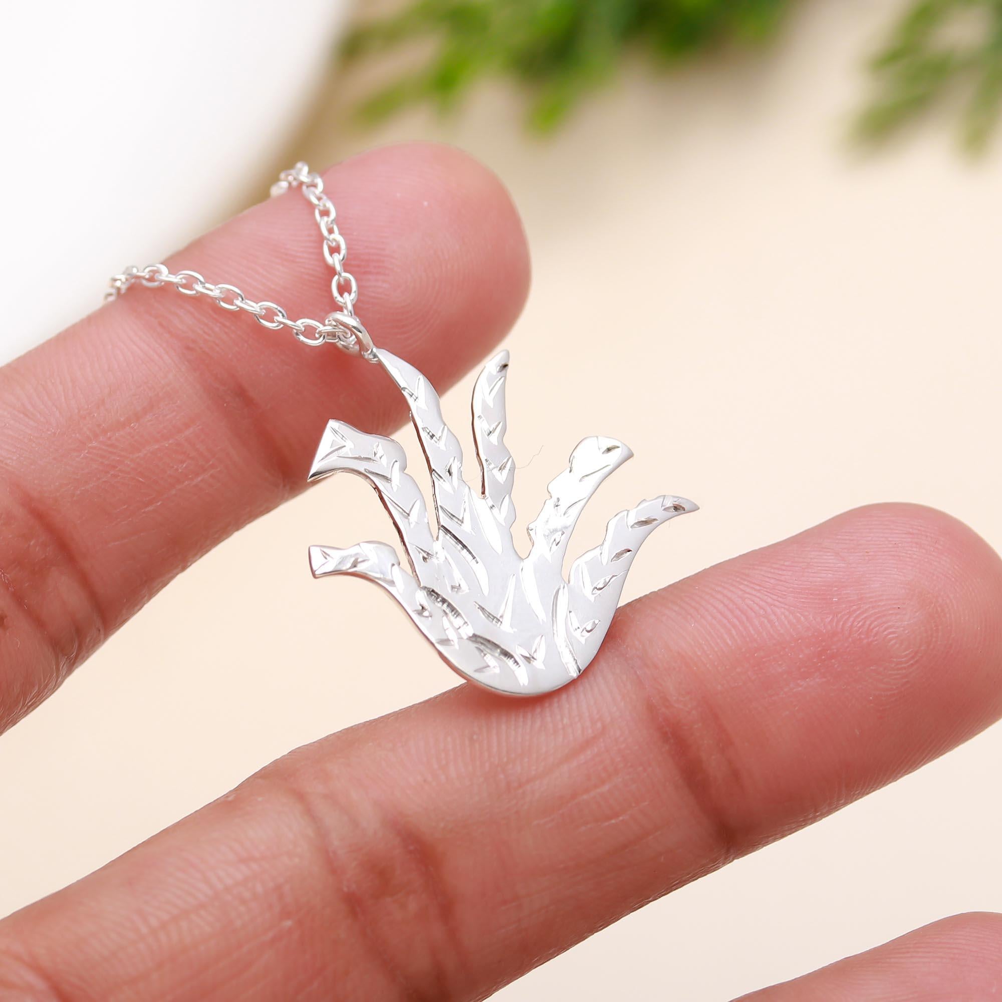 925 Silver Aloe Leaf Pendant Necklace