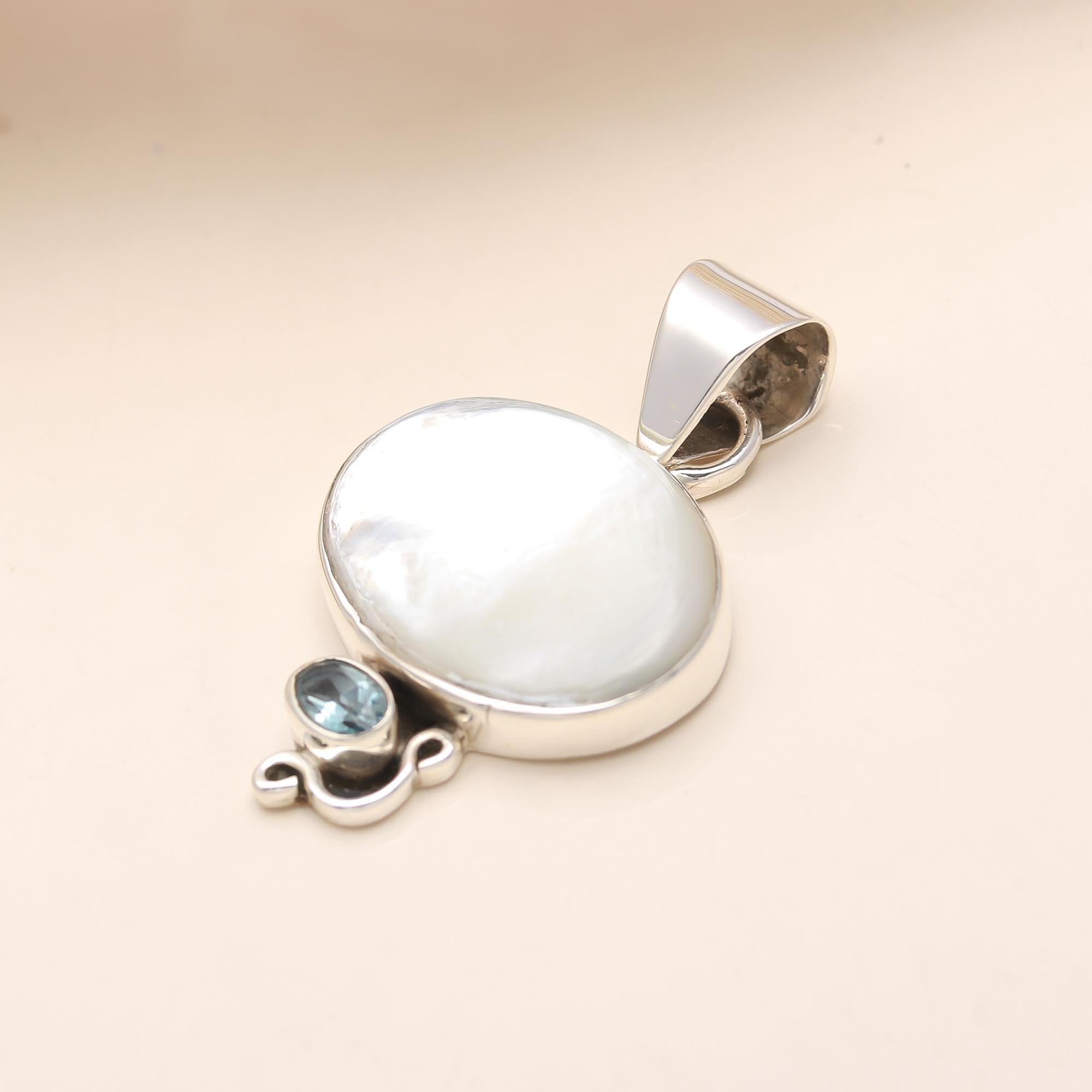 Moonstone and Blue Topaz Sterling Silver Pendant