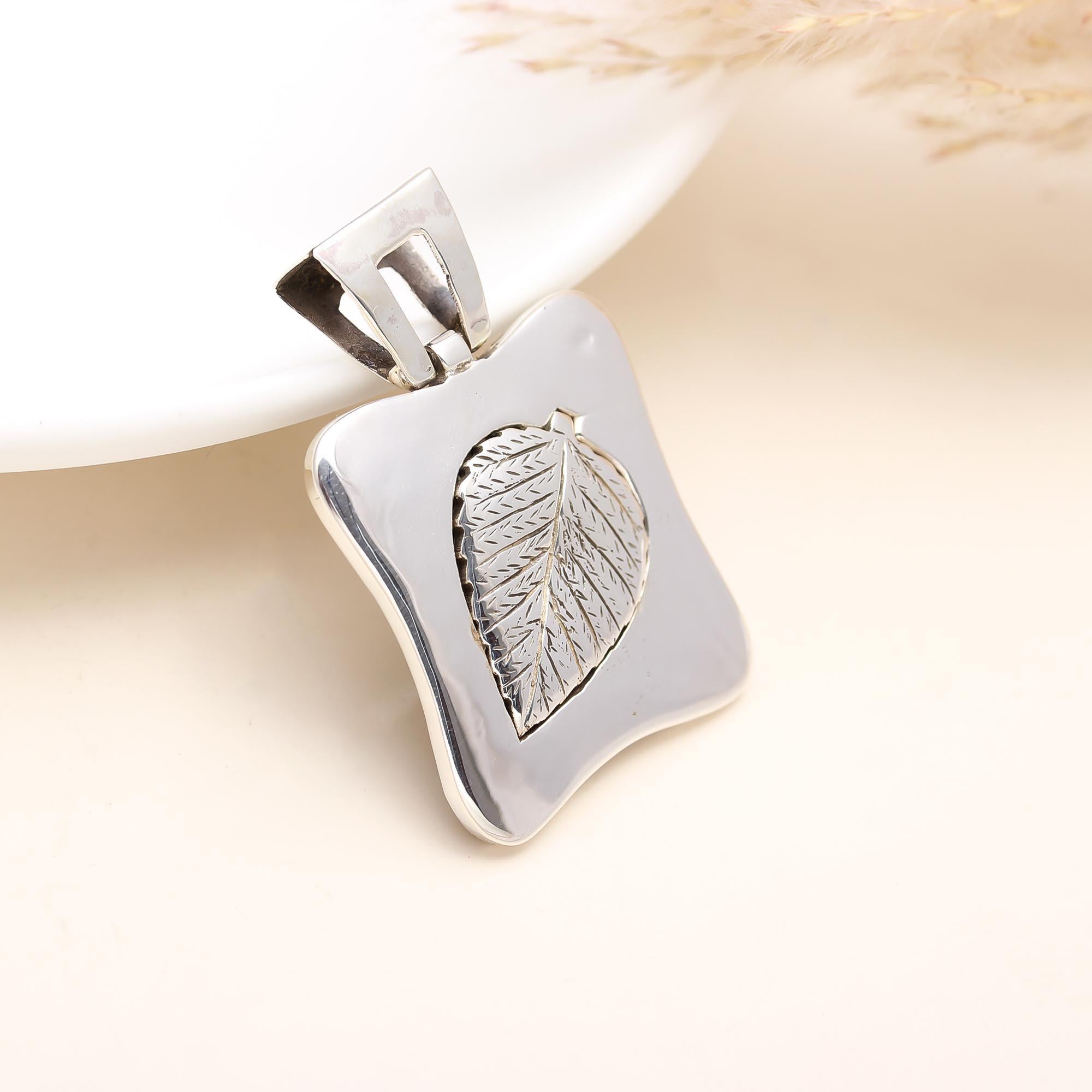 Sterling Silver Bodhi Leaf Charm Pendant
