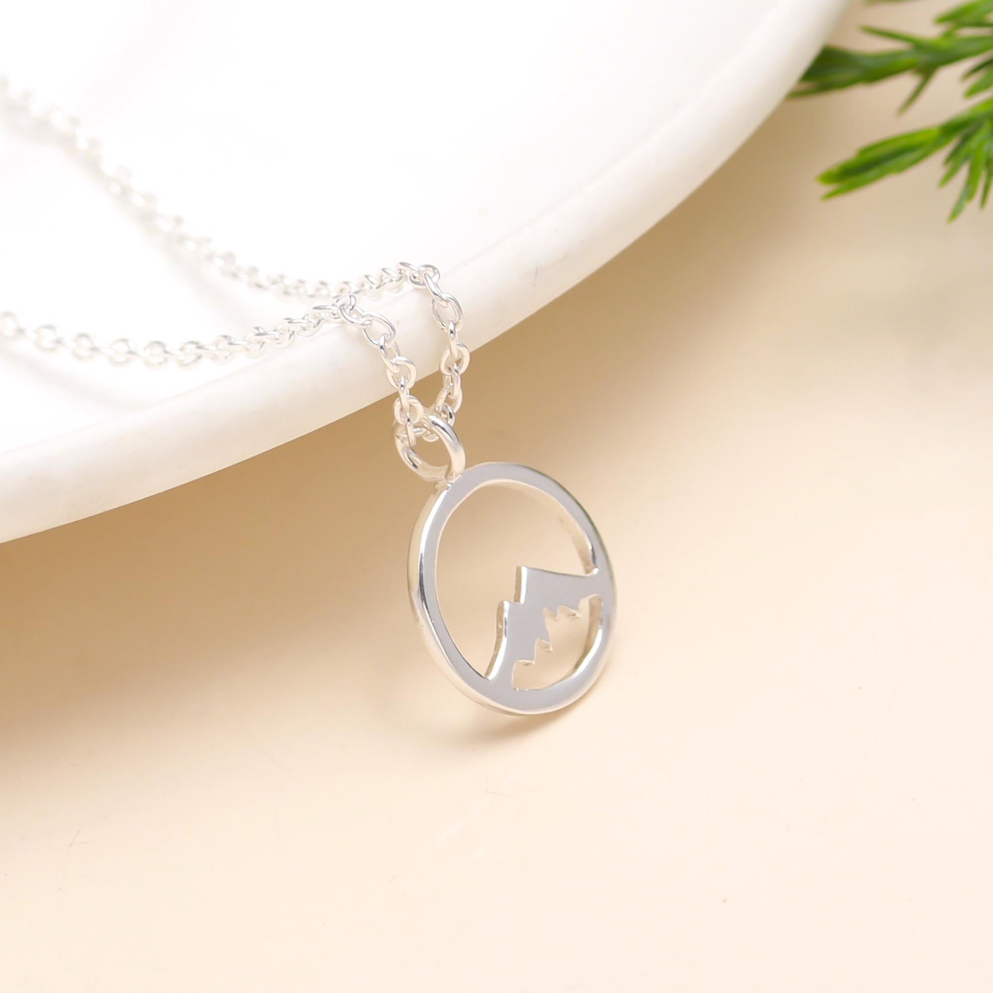 925 Silver Mountain Circle Pendant Necklace