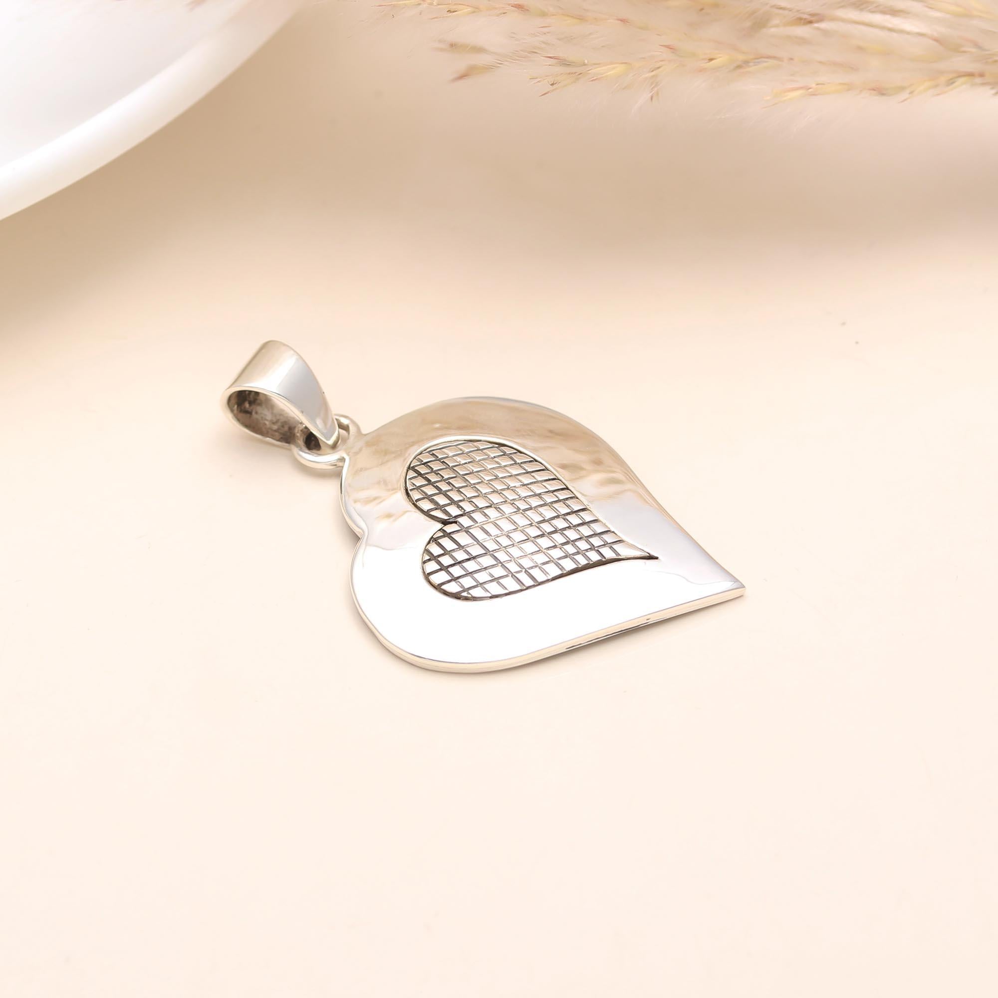 Solid Heart Shape Sterling Silver Pendant