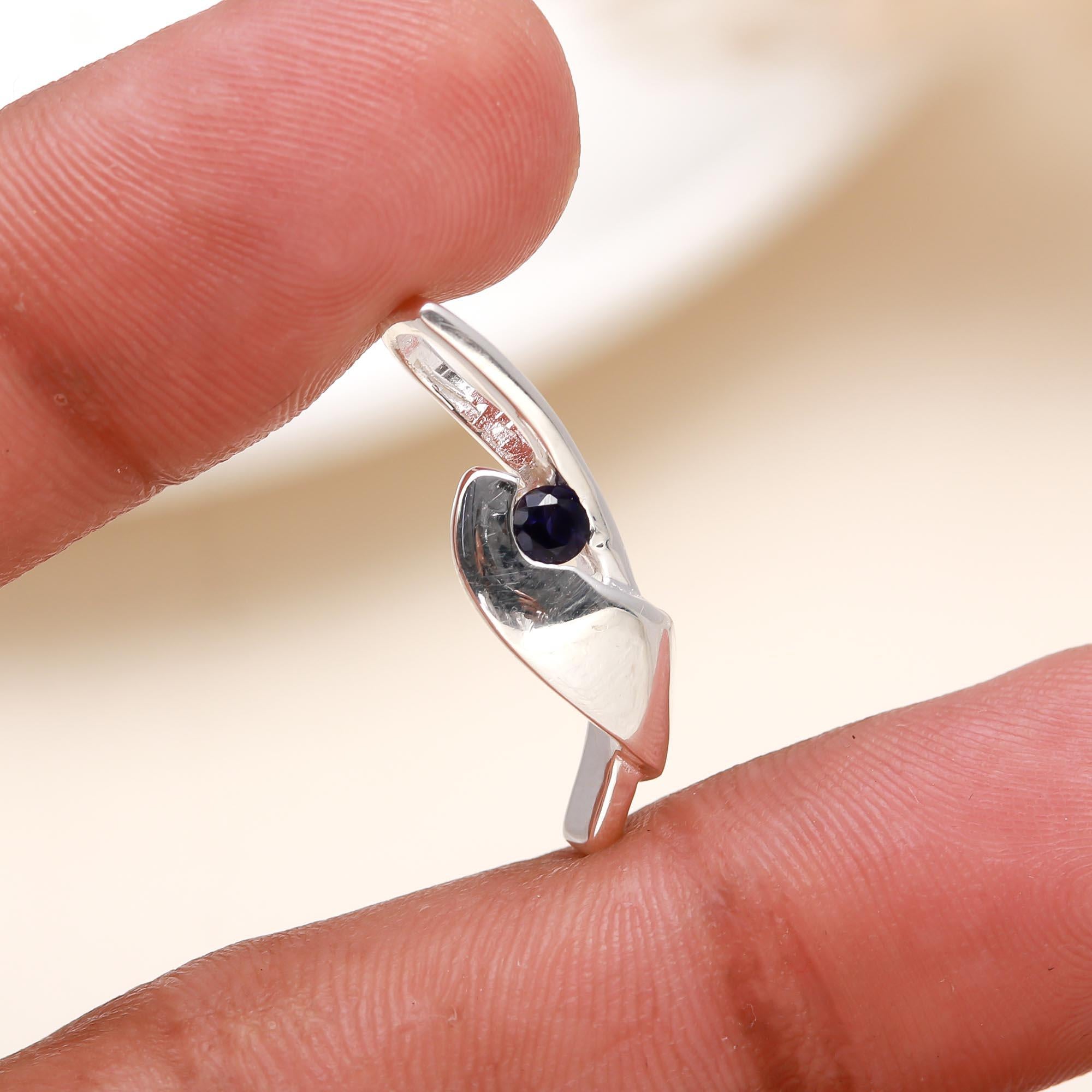 Blue Sapphire Silver Sterling Pendant