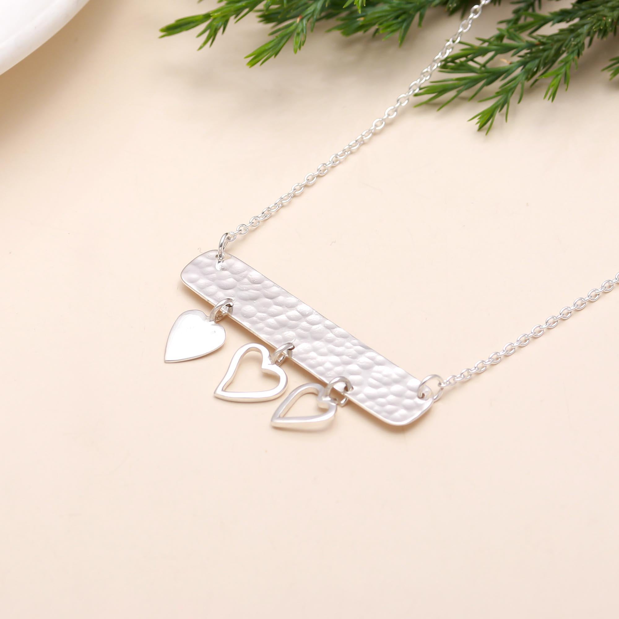 925 Silver Hammered Bar Necklace