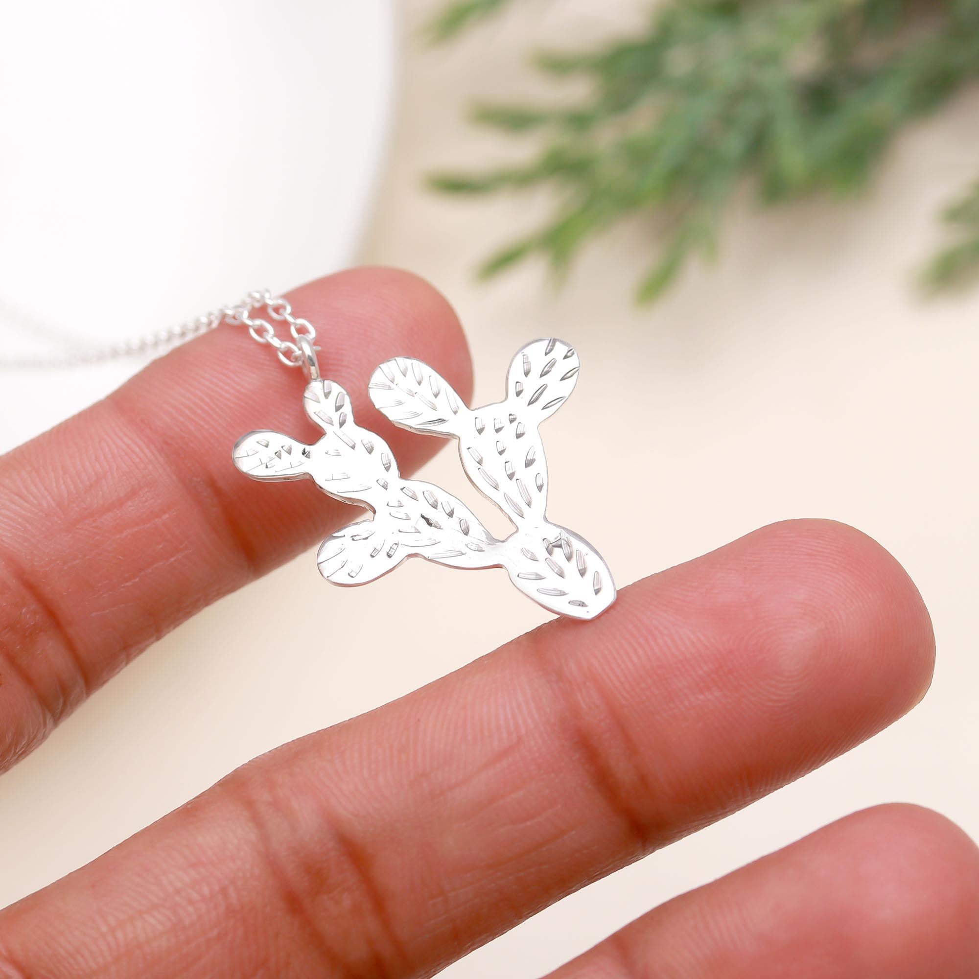 925 Silver Cactus Pendant Necklace