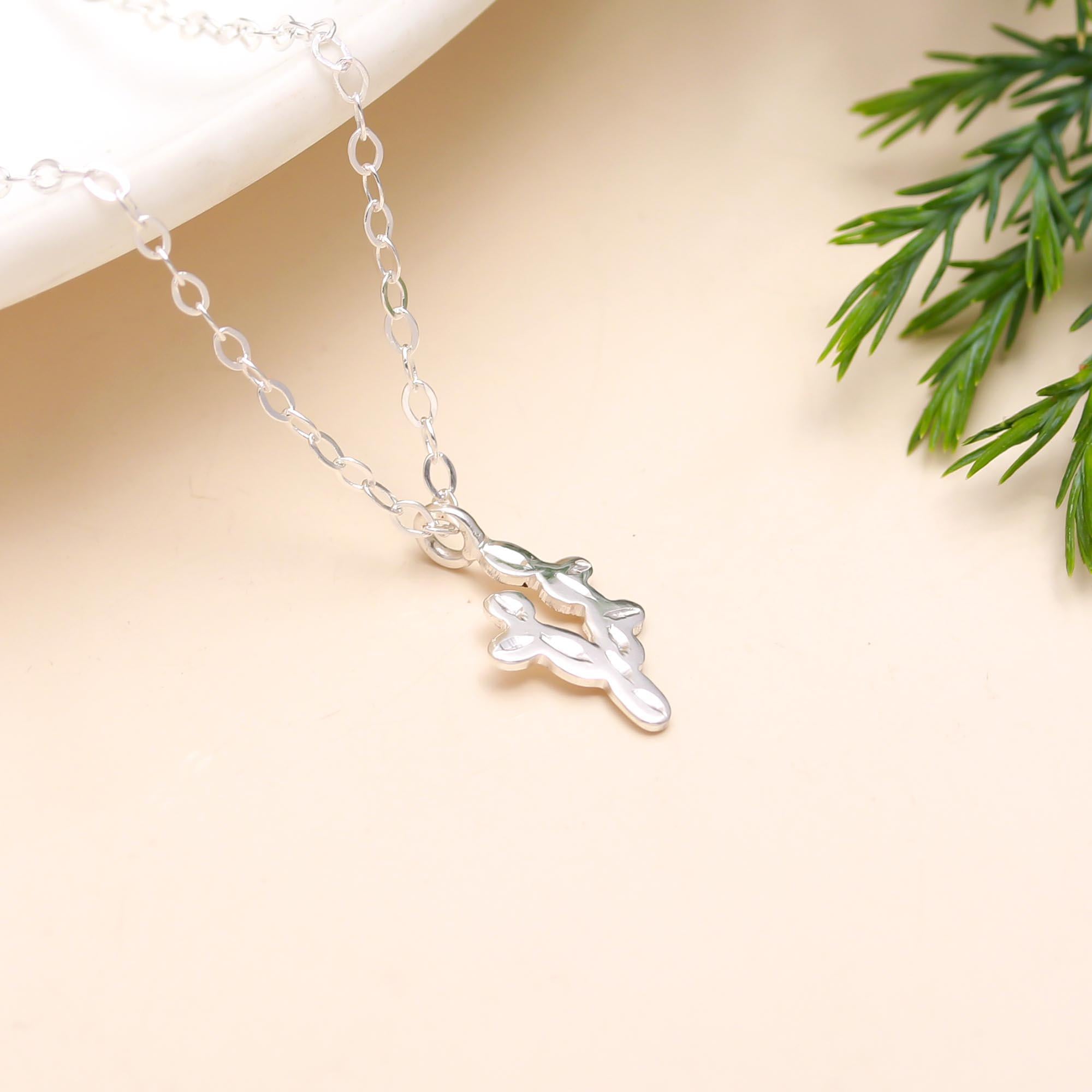 925 Silver Mini Cactus Pendant Necklace