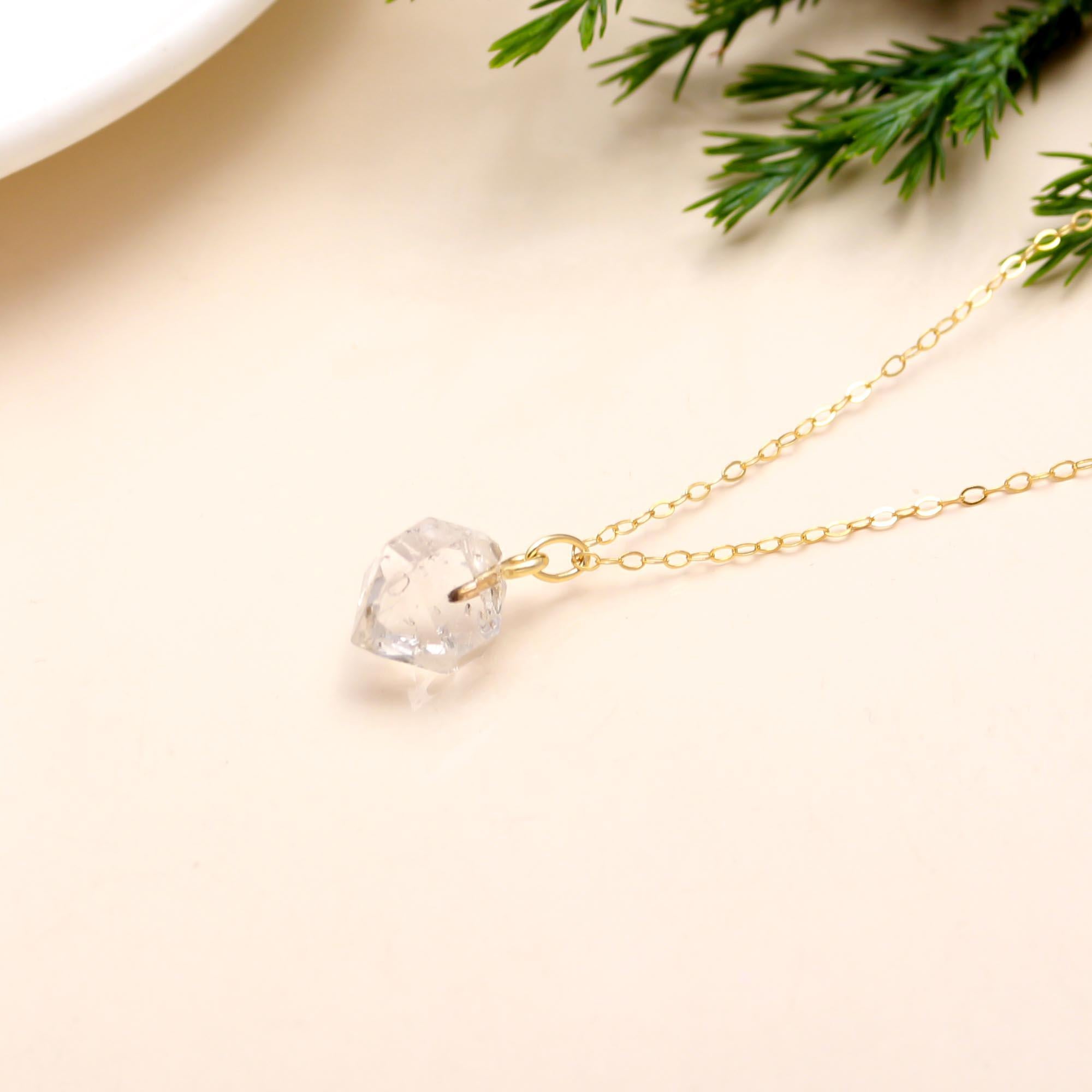 925 Silver Raw Herkimer Pendant Necklace