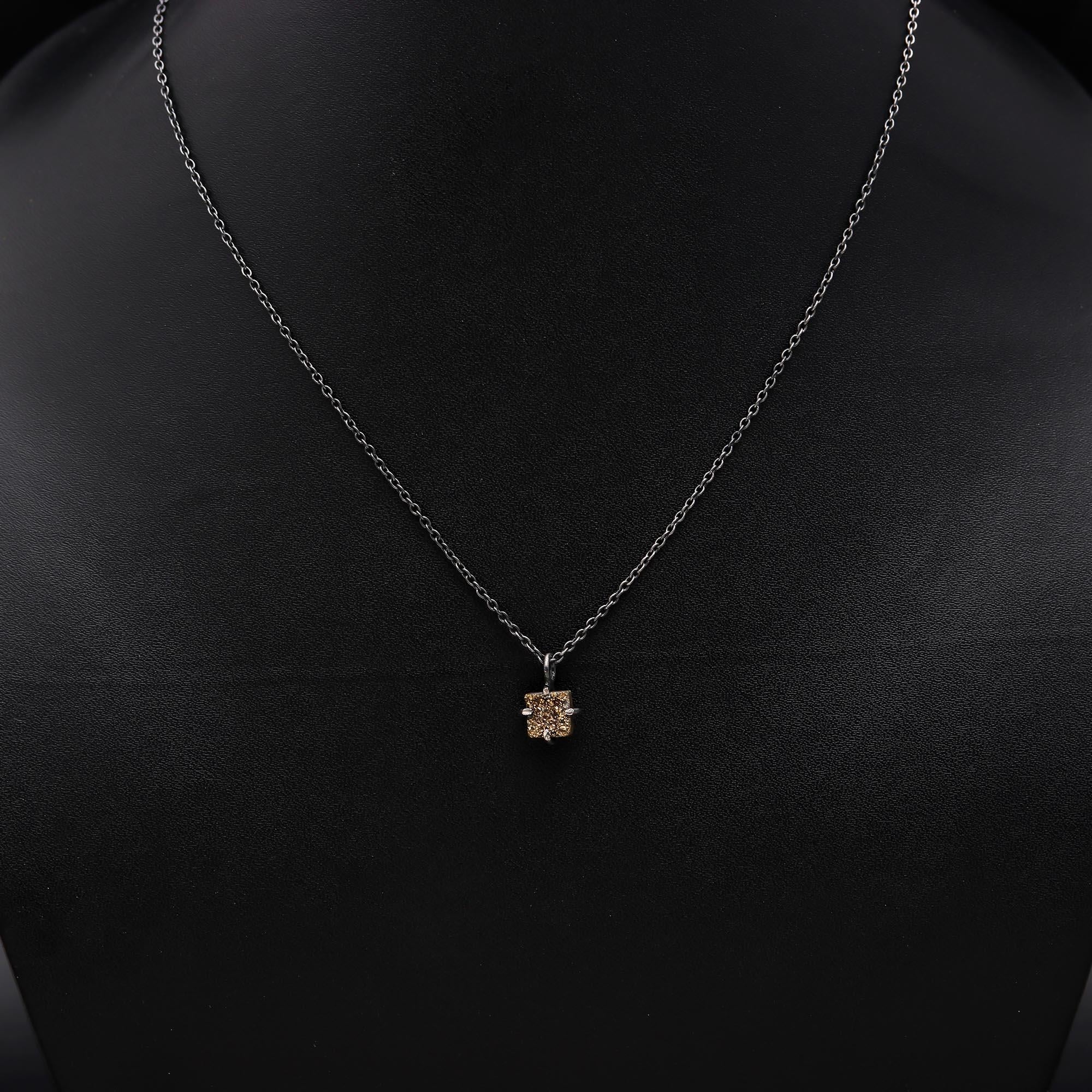 925 Sterling Silver Necklace with Gold Titanium Drusy