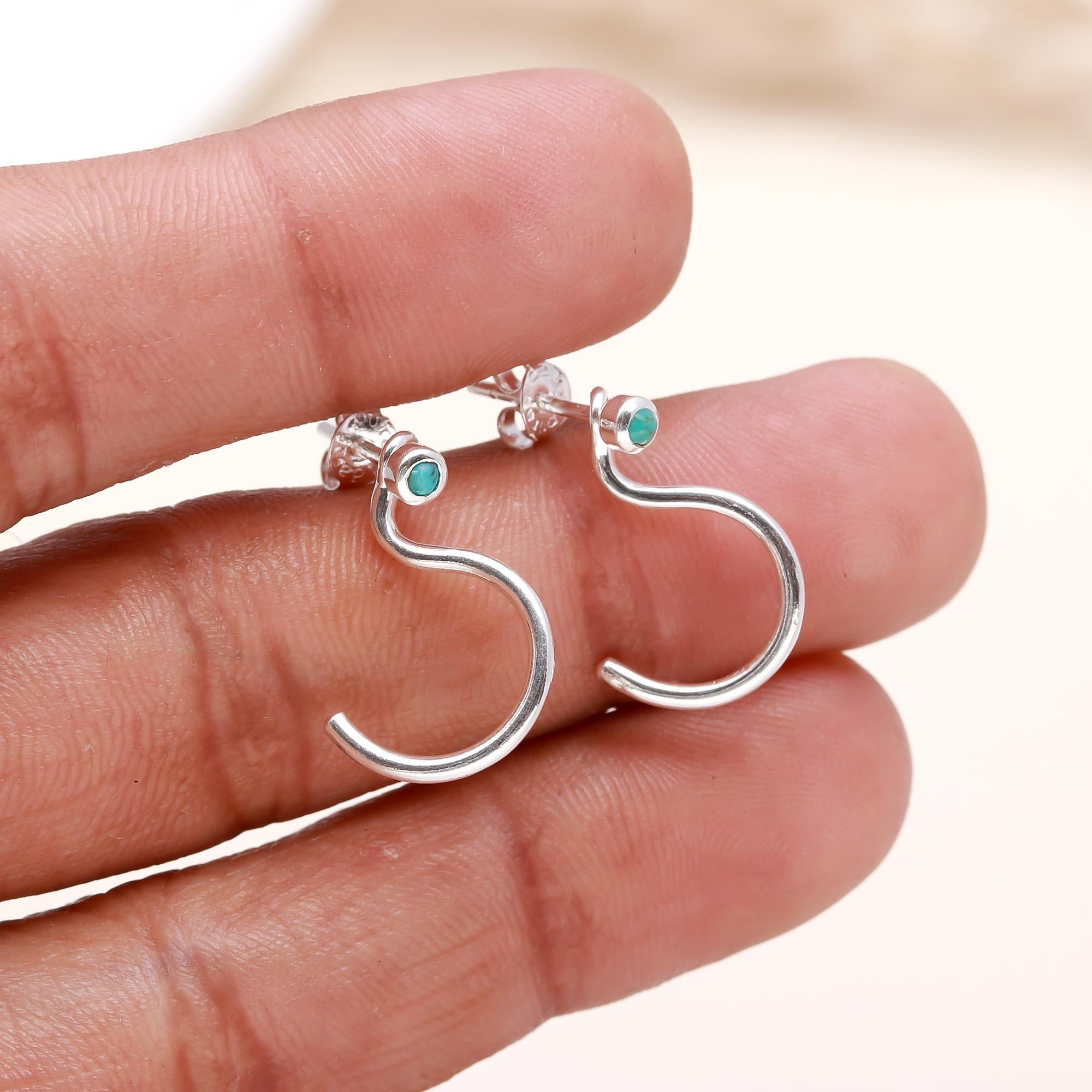 925 Sterling Silver Open Hoop Stud Earrings