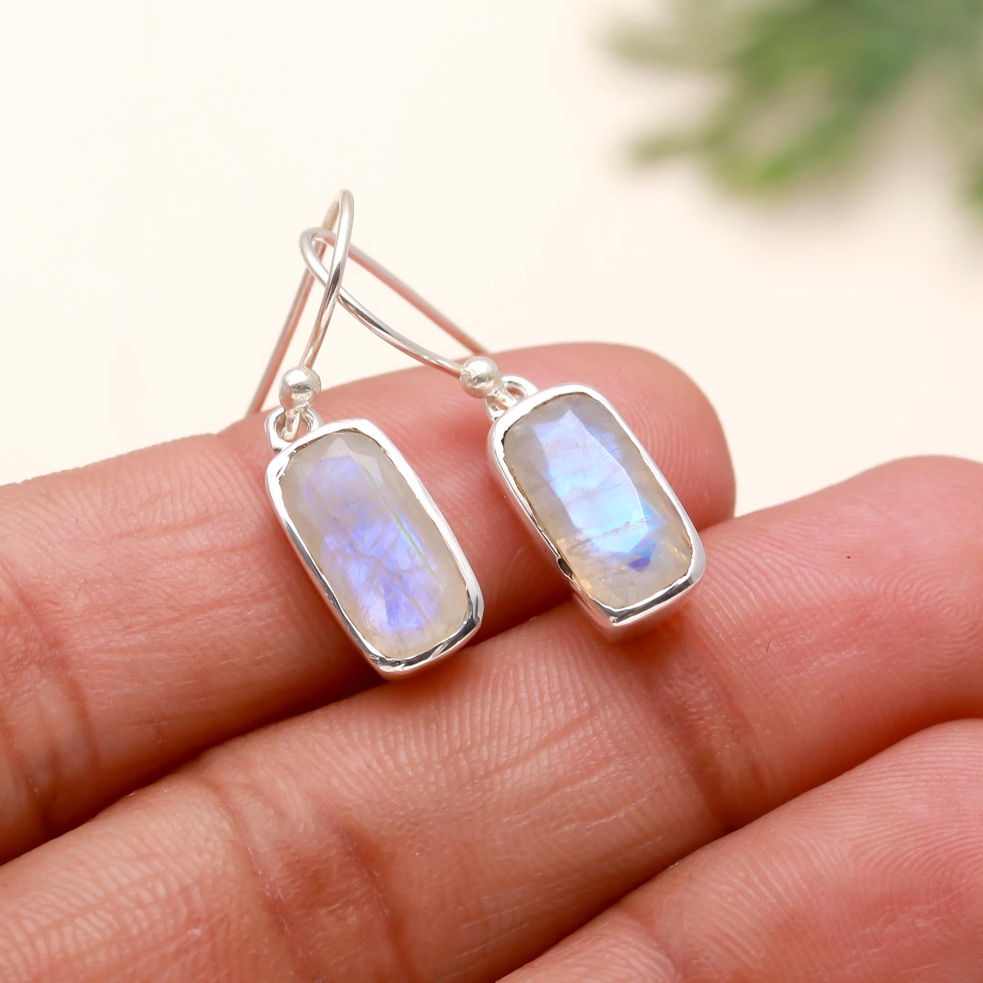 925 Silver Moonstone Dangle Earrings