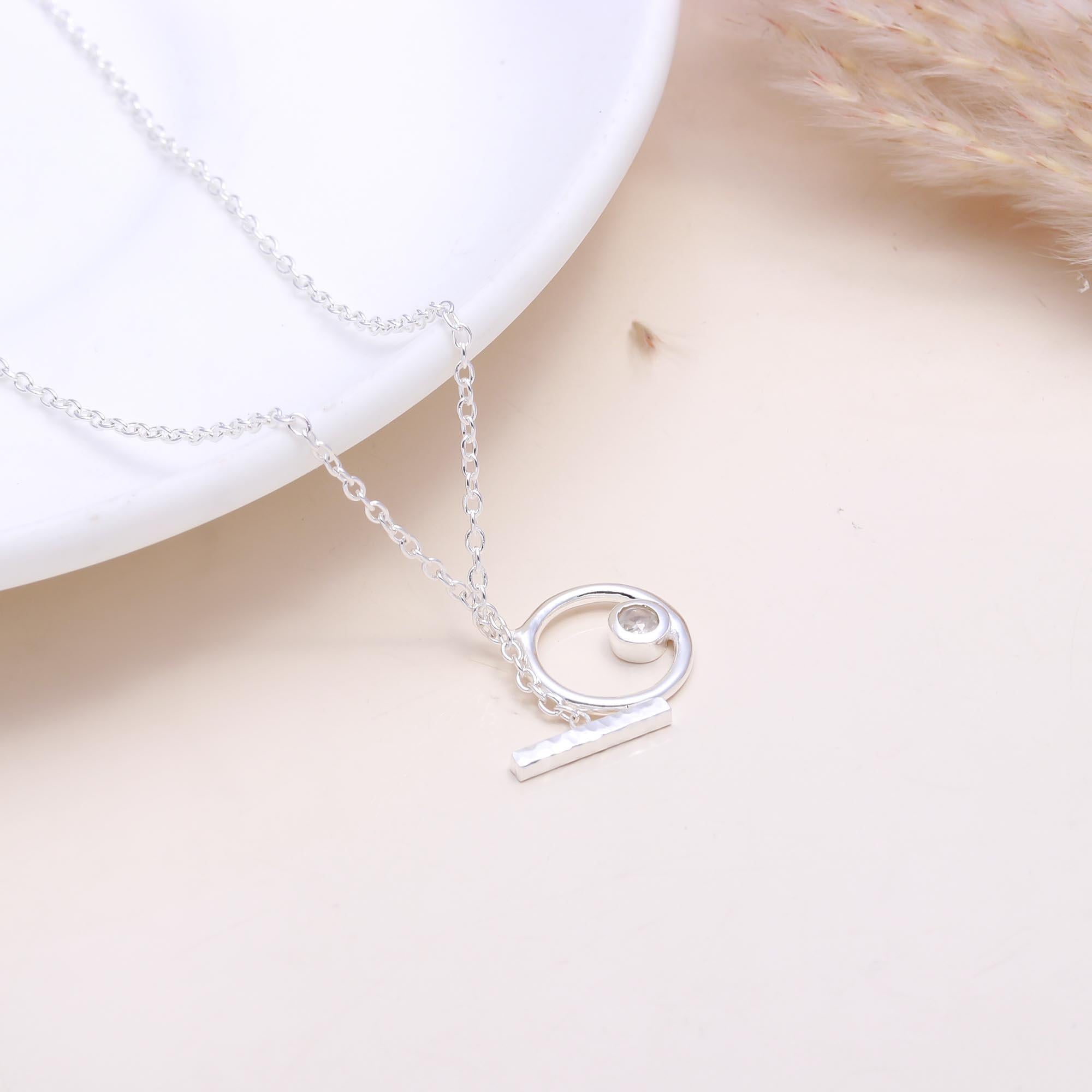 925 Sterling Silver Circle Pendant Necklace