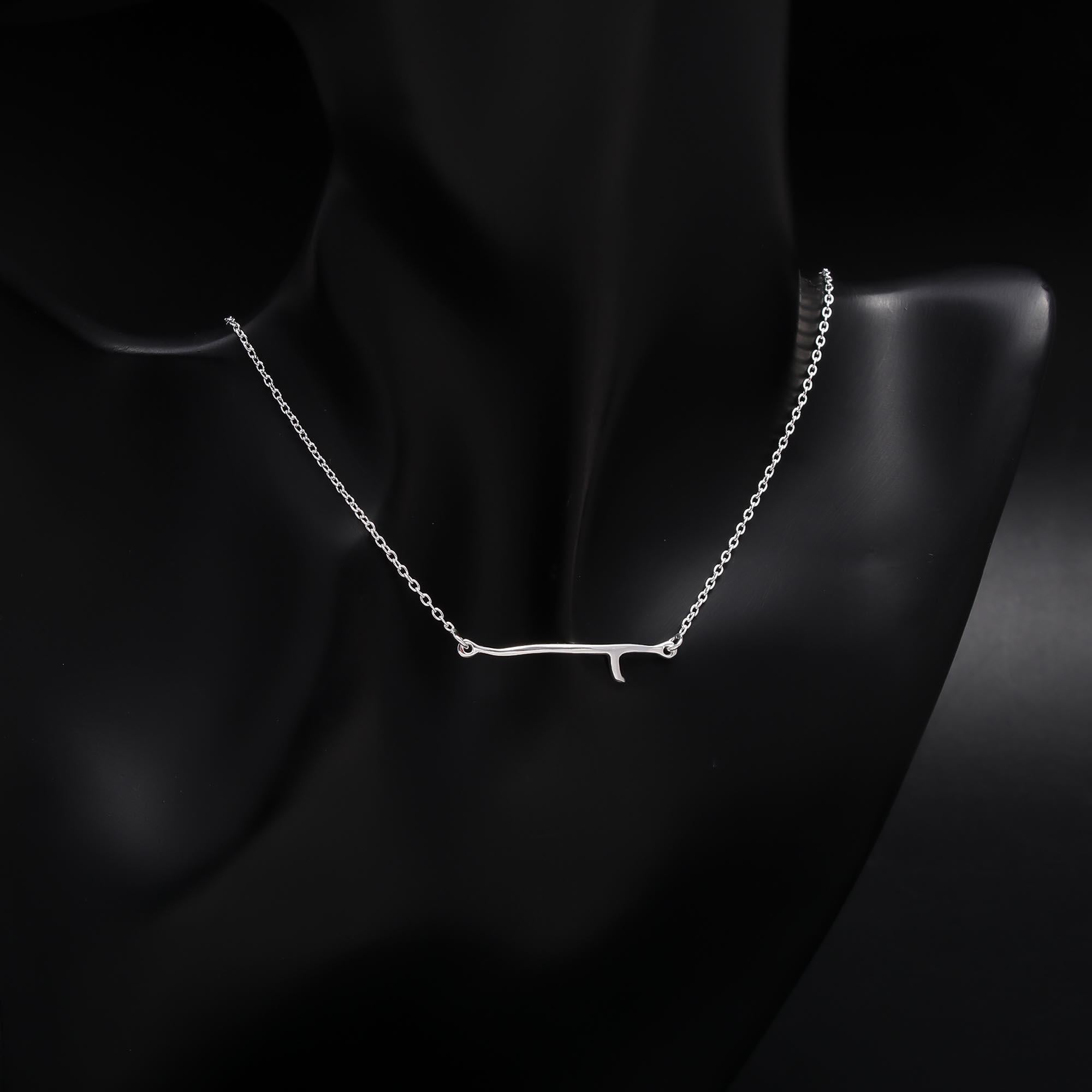 925 Sterling Silver Abstract Line Pendant Necklace