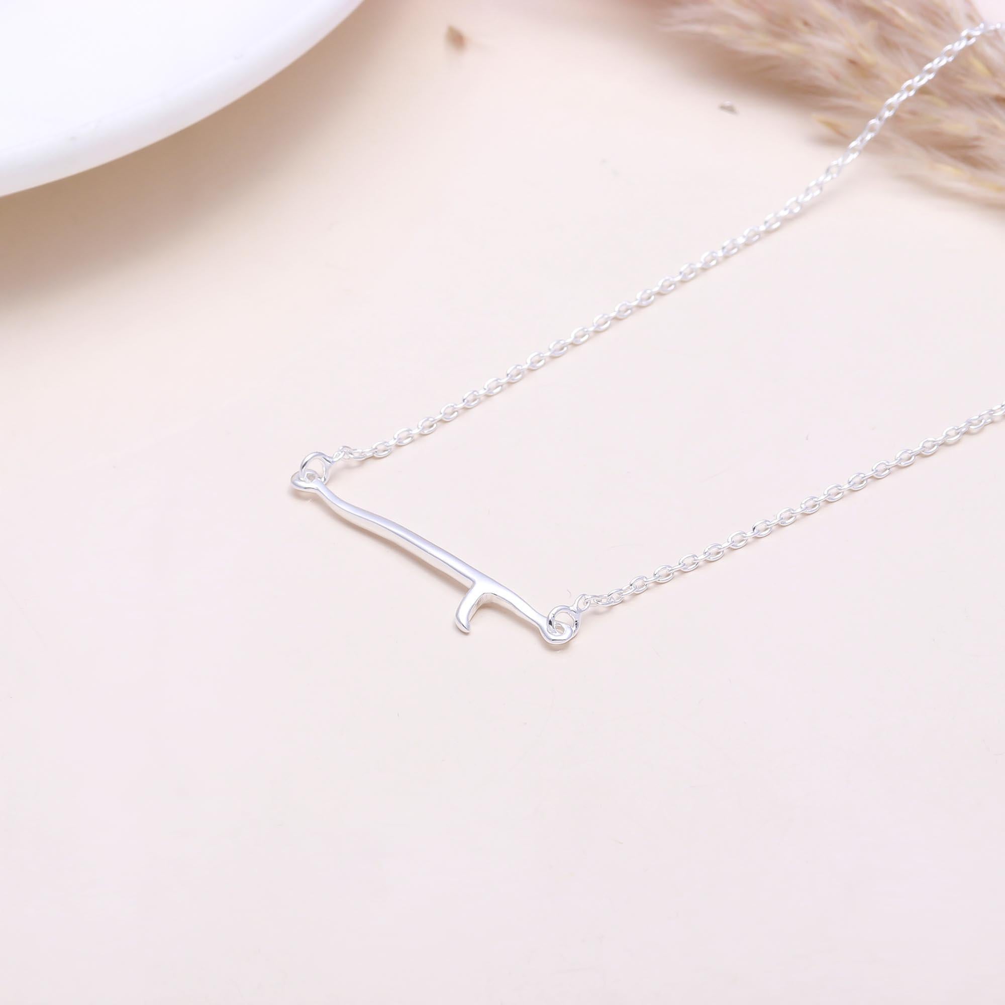 925 Sterling Silver Abstract Line Pendant Necklace