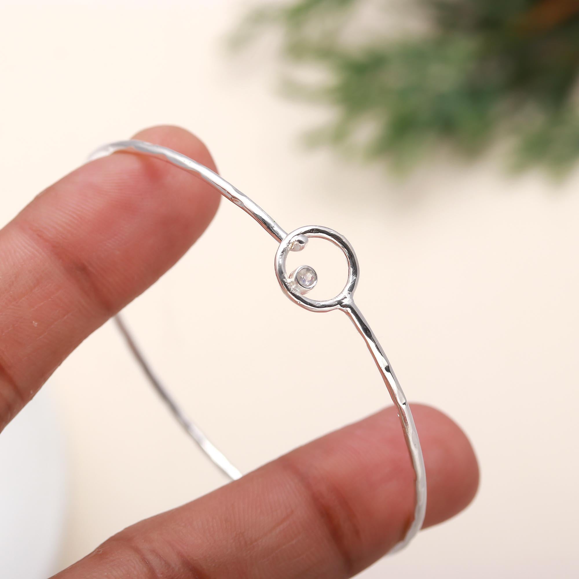 925 Silver Open Circle Bangle Bracelet