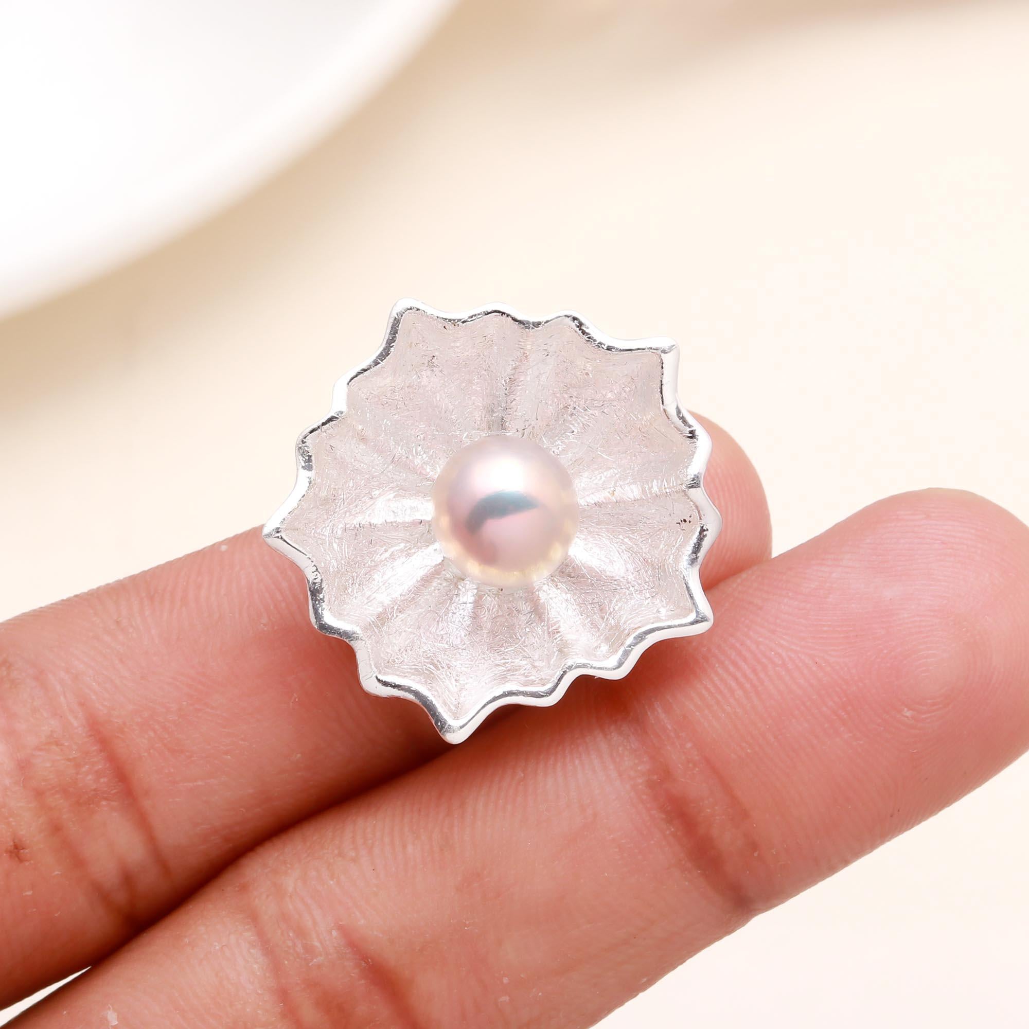 925 Sterling Silver Pink Pearl Flower Pendant