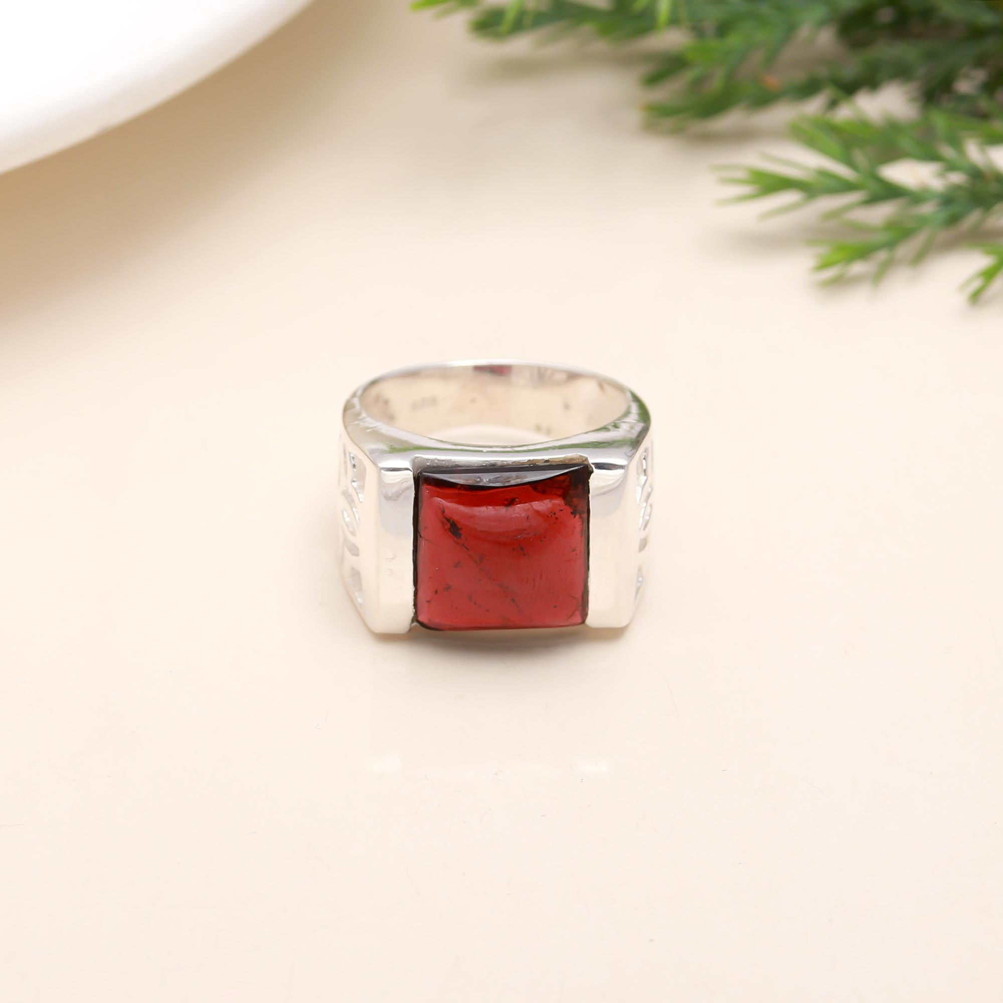 925 Silver Garnet Statement Ring