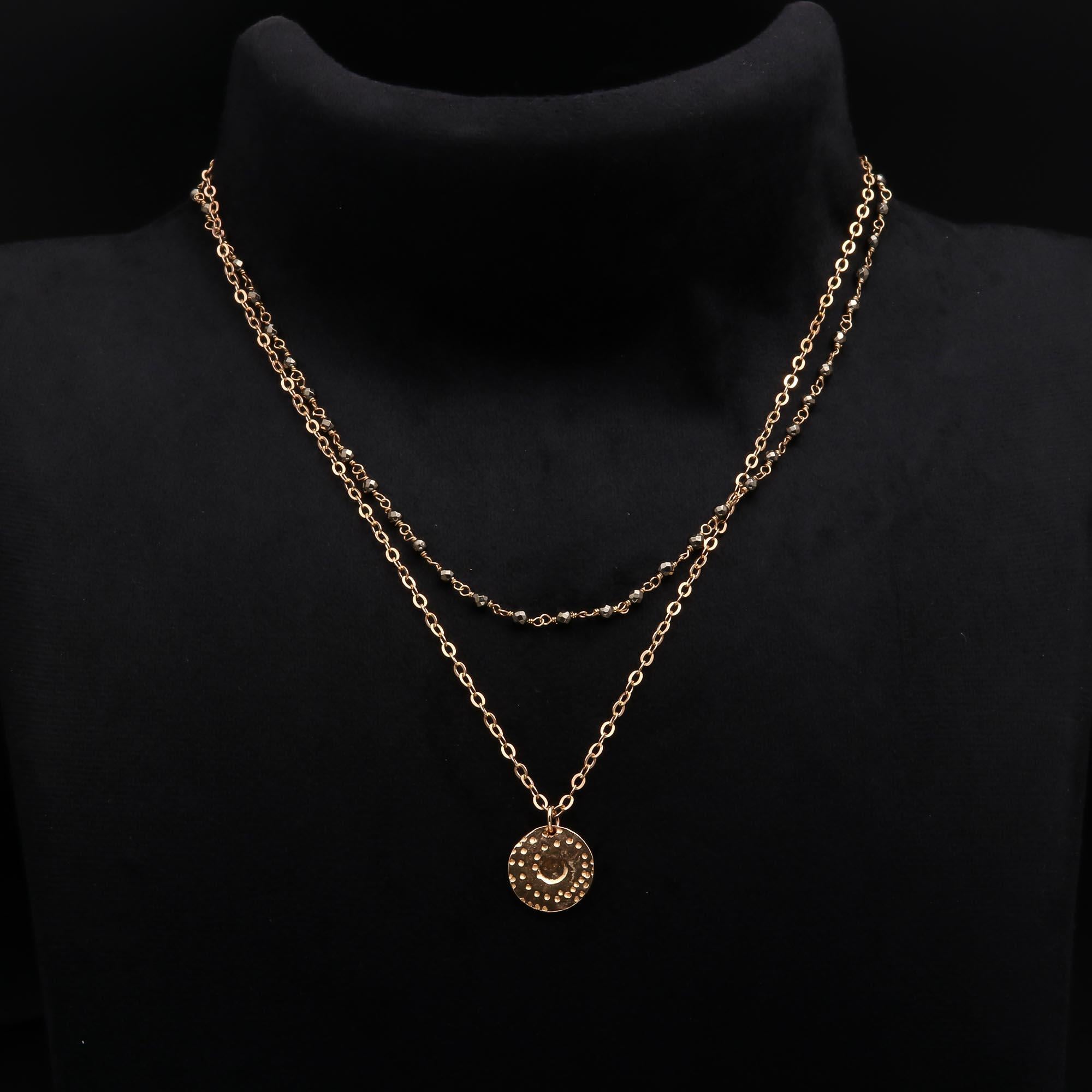 925 Silver Pyrite Beaded Pendant Necklace