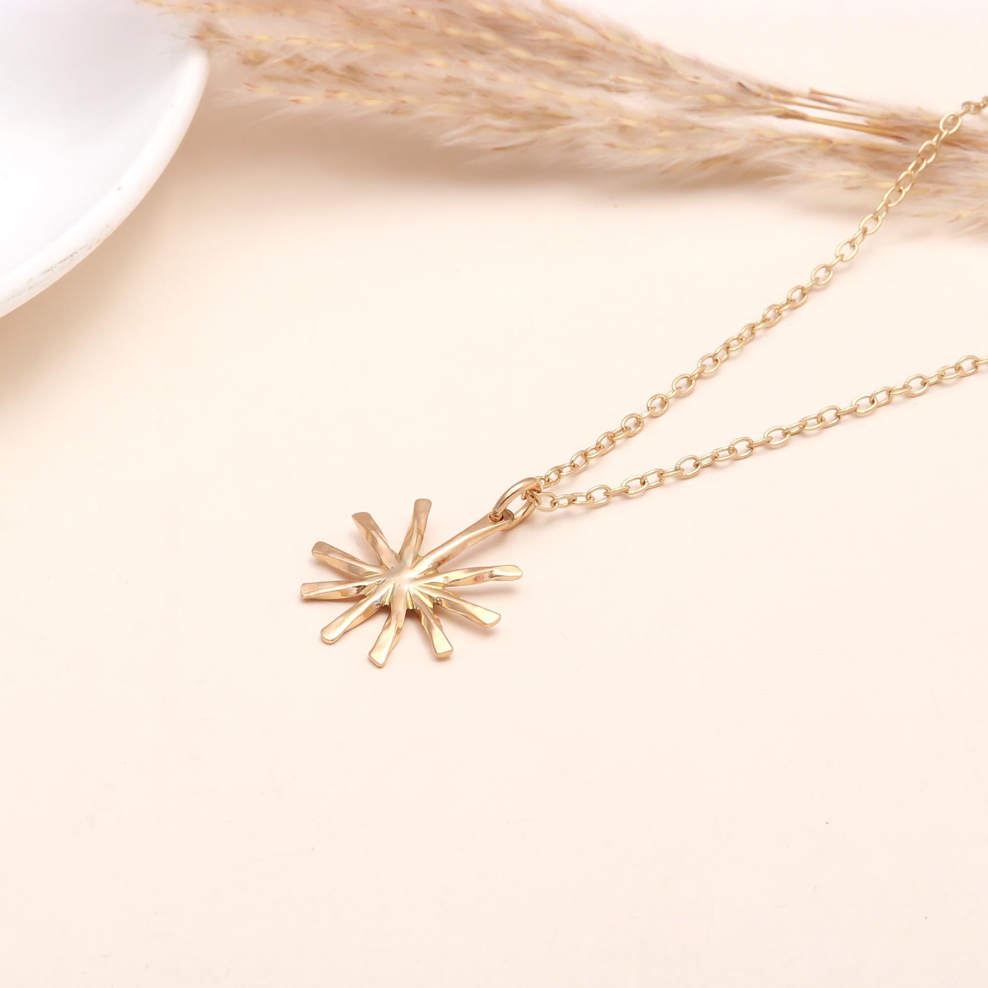 Hammered Sunburst Pendant Necklace