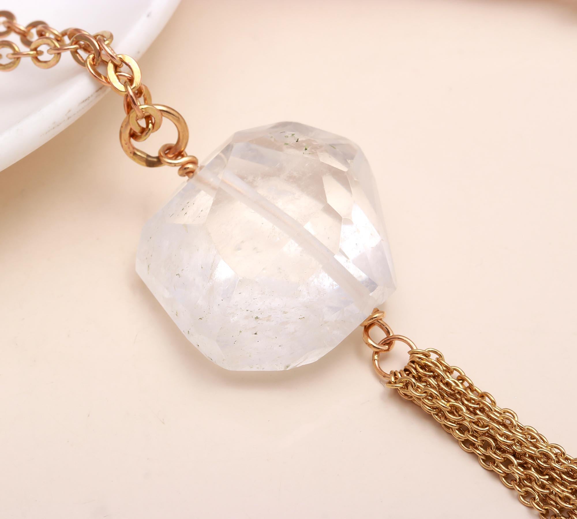 Clear Quartz Tassel Chain Pendant Necklace