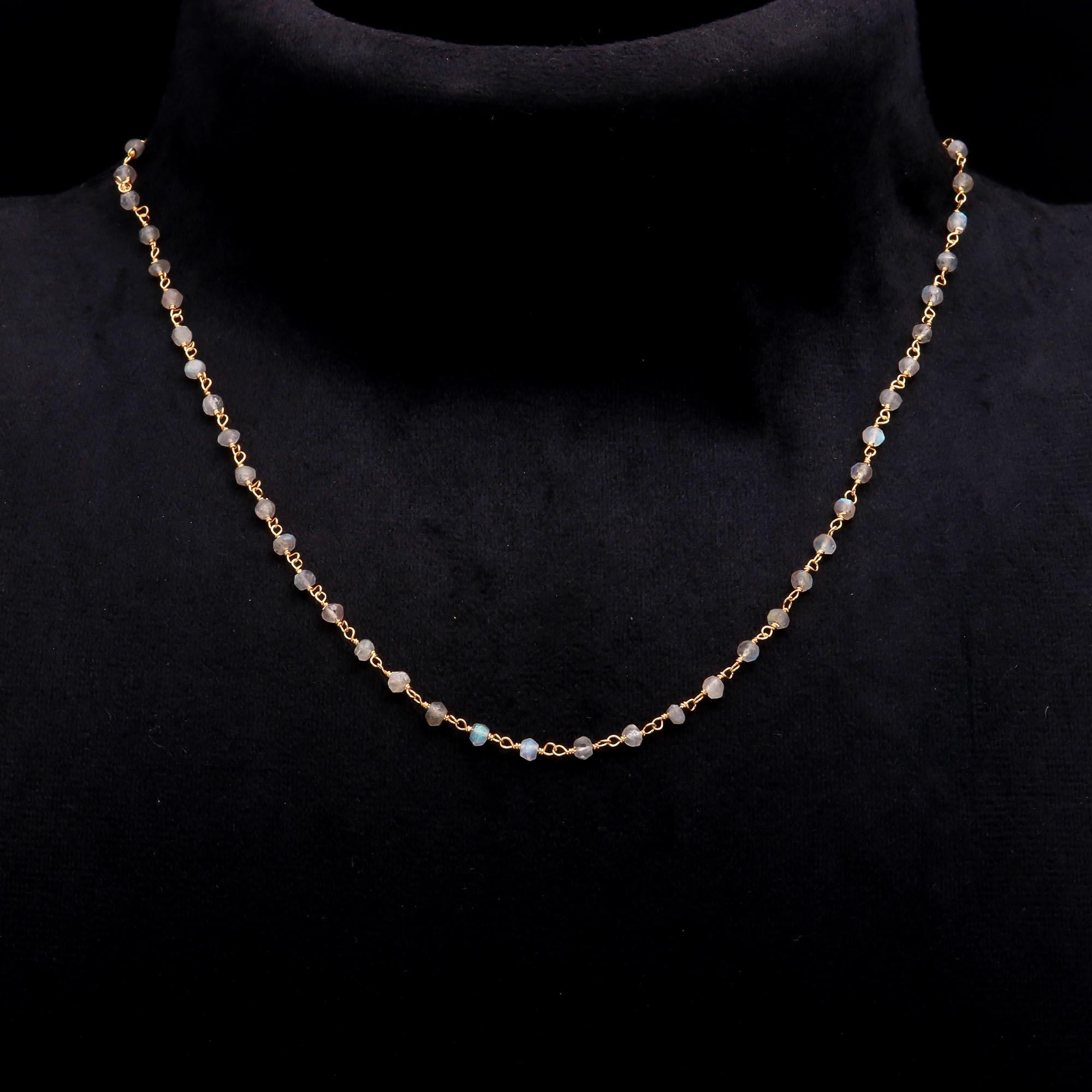 925 Silver Labradorite Beaded Necklace