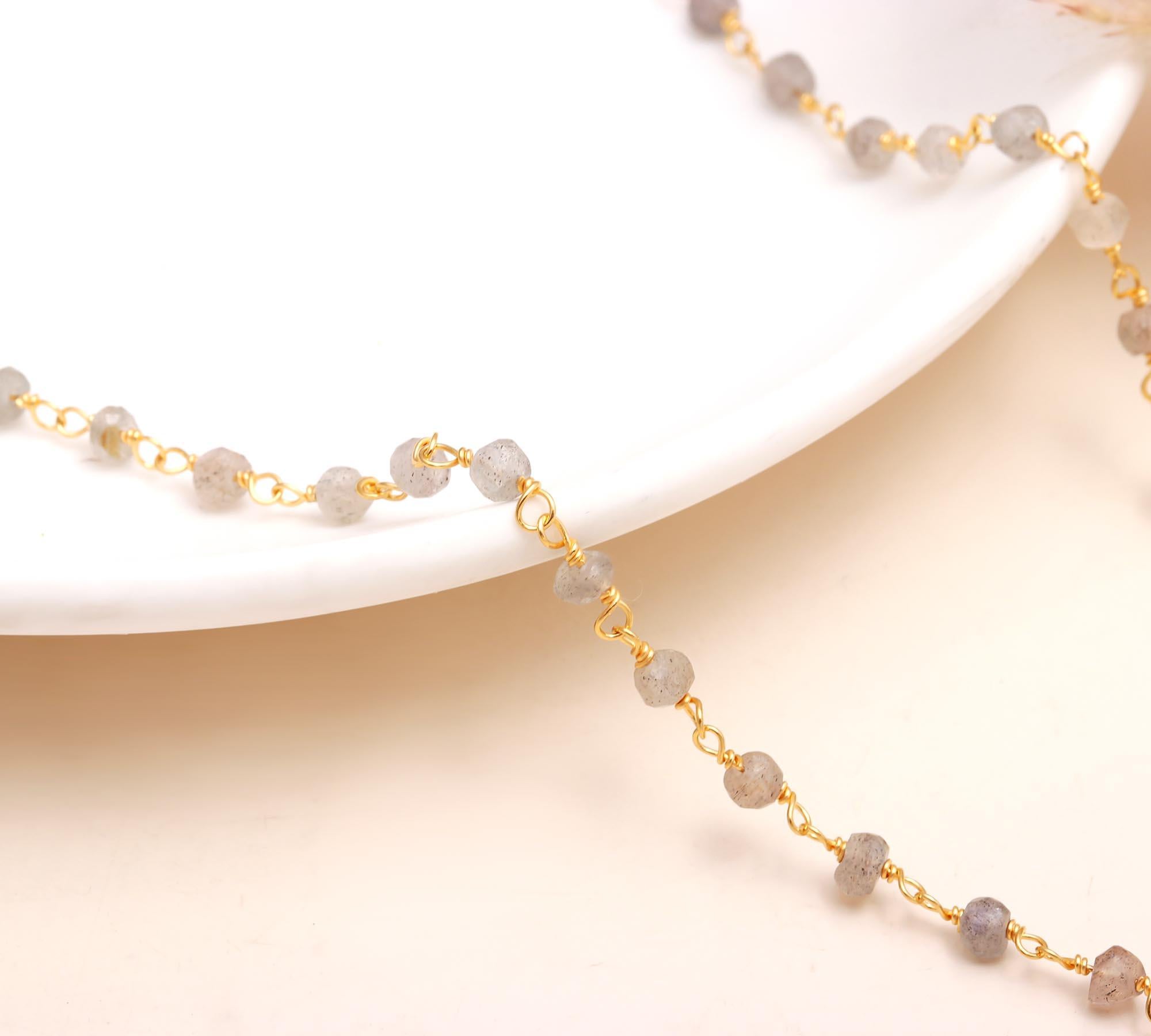 925 Silver Labradorite Beaded Necklace