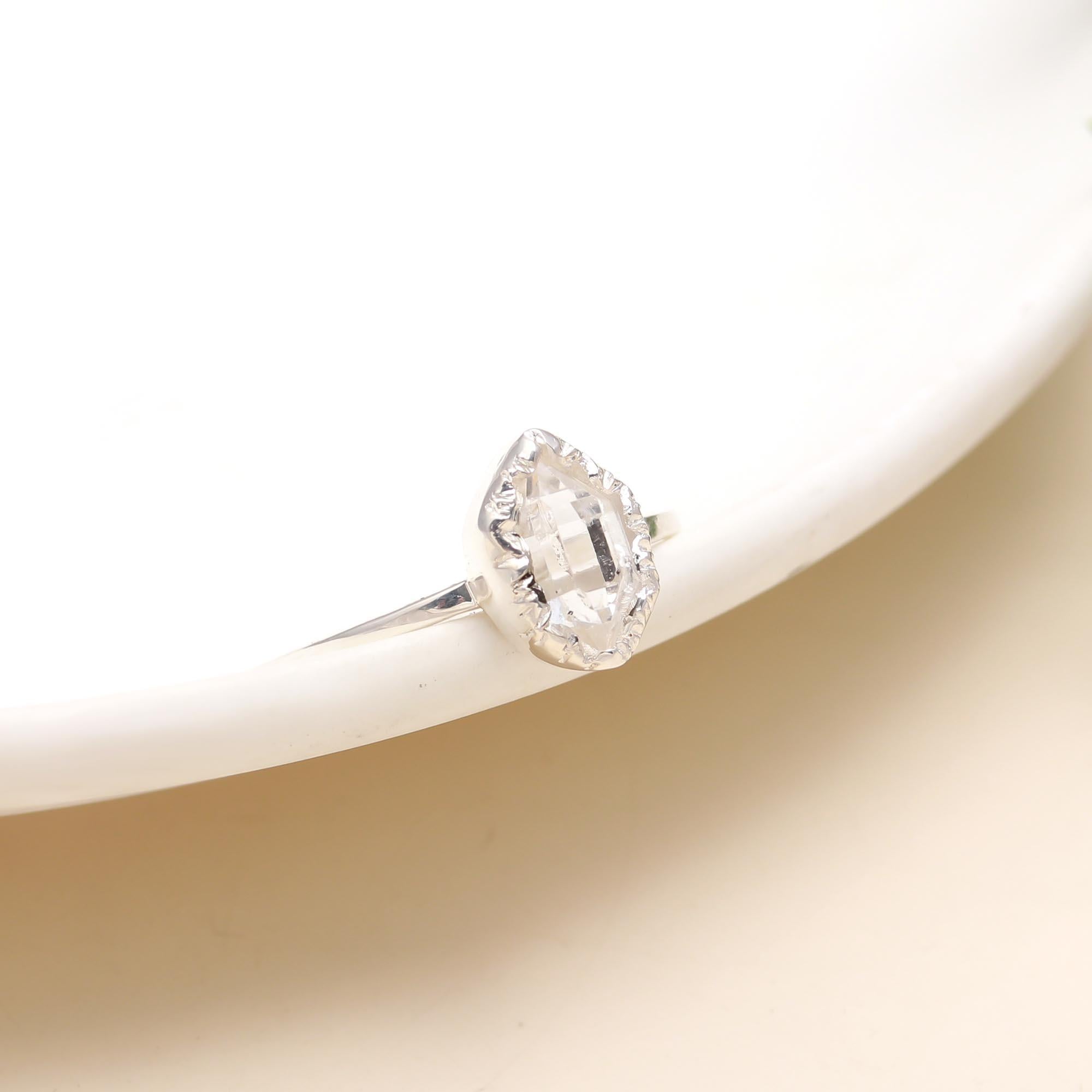 925 Silver Herkimer Quartz Ring