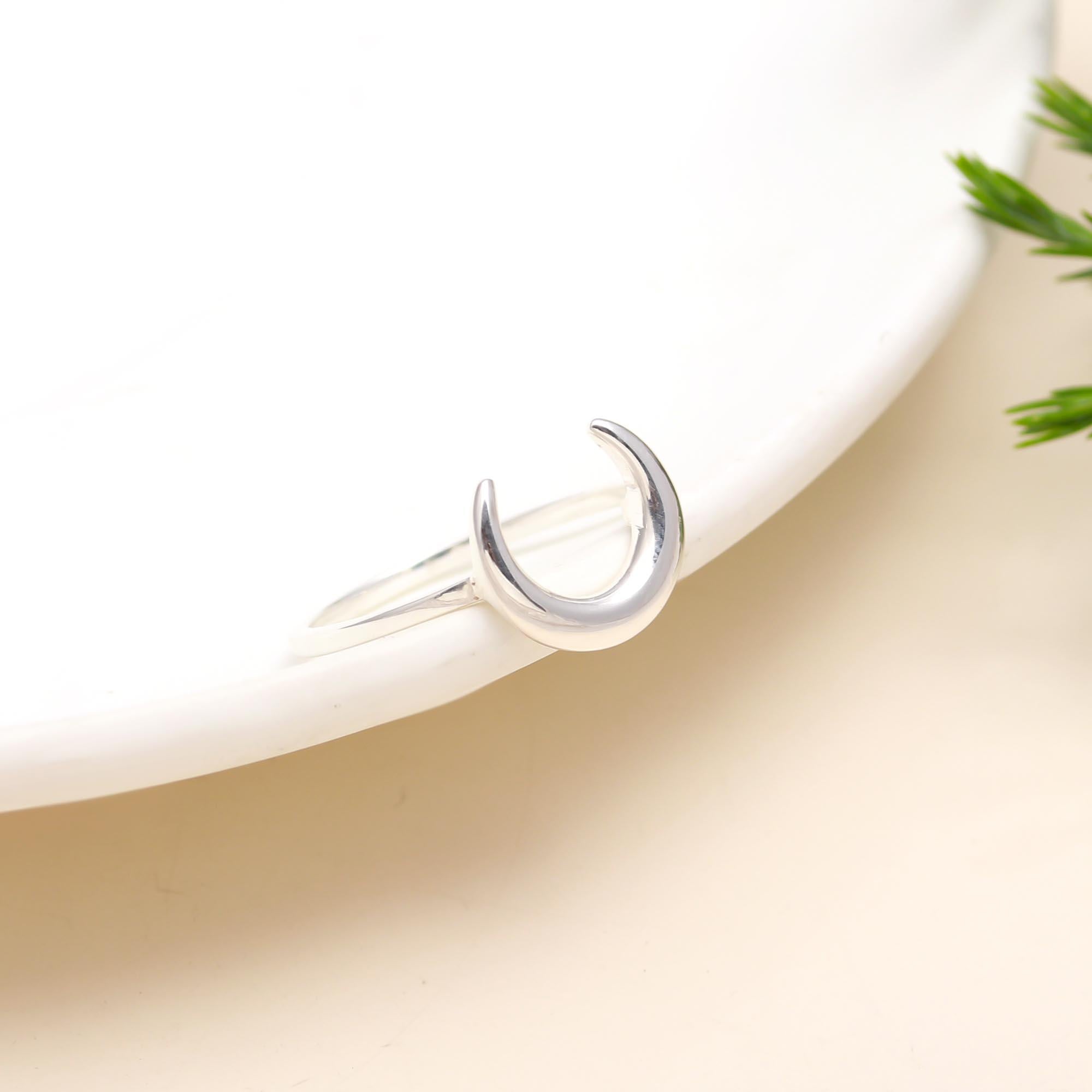 925 Silver Crescent Moon Ring