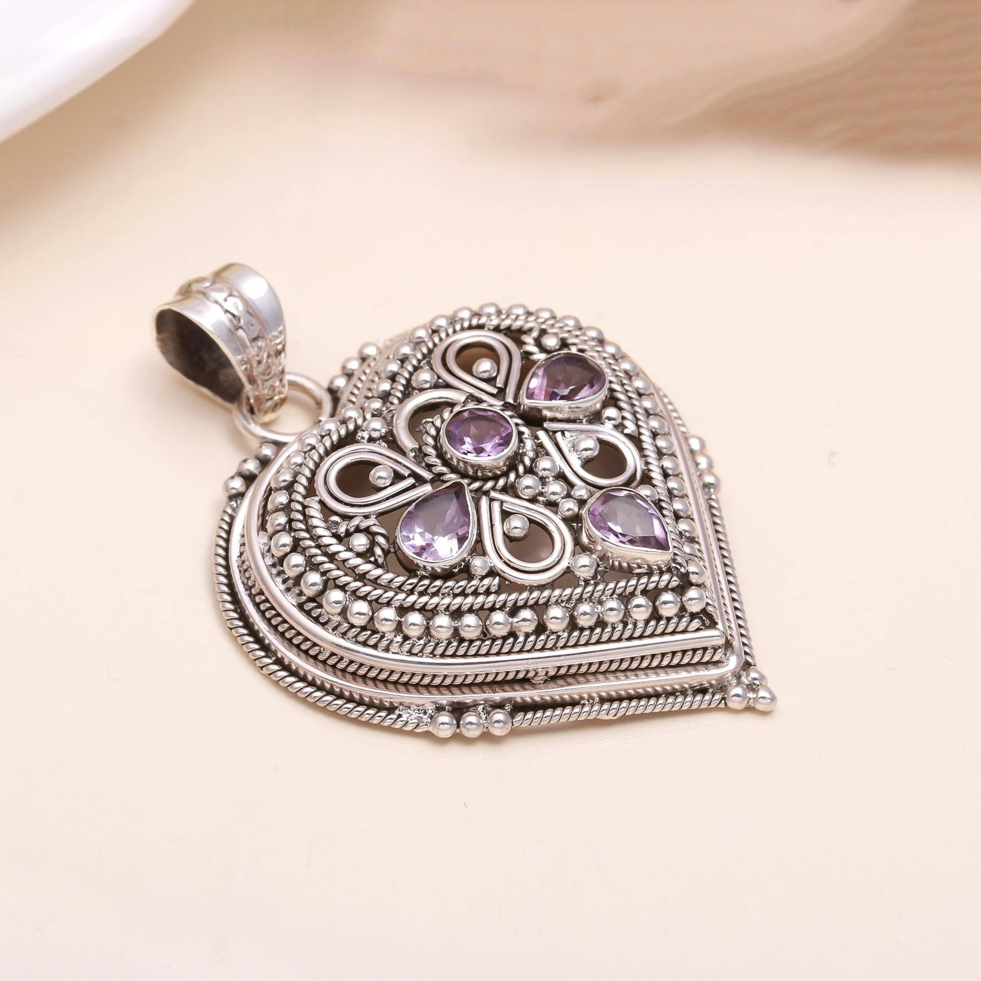 925 Sterling Silver Victorian-Style Heart Pendant
