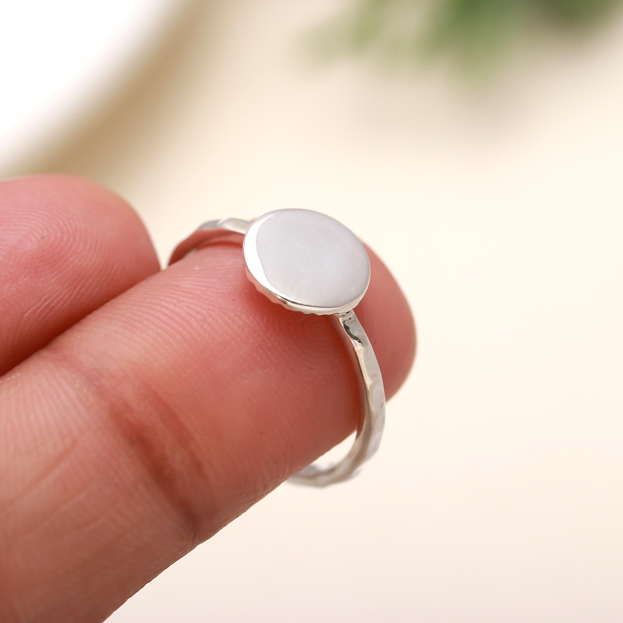 925 Silver Round Hammered Ring