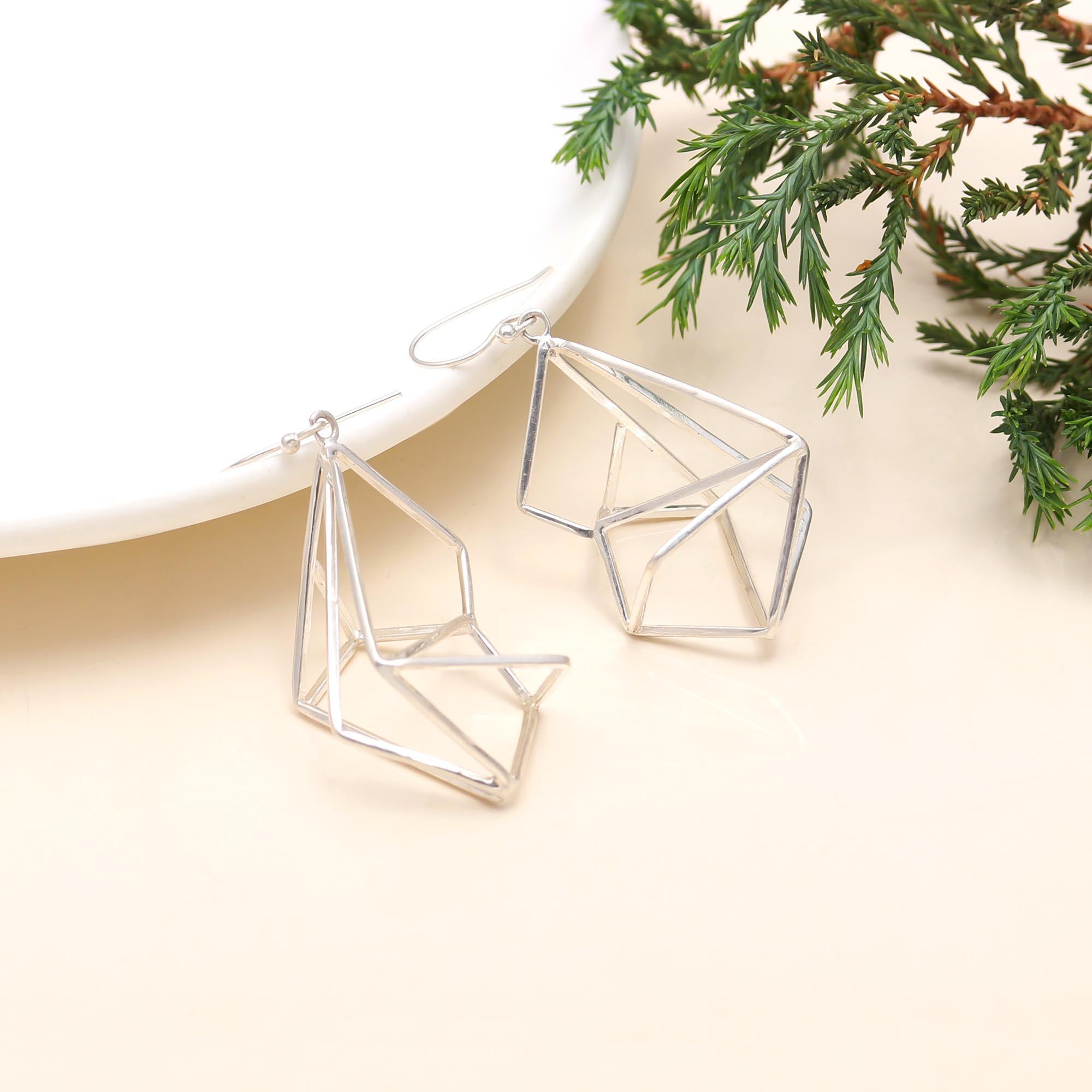 925 Sterling Silver Geometrical Dangle Earring