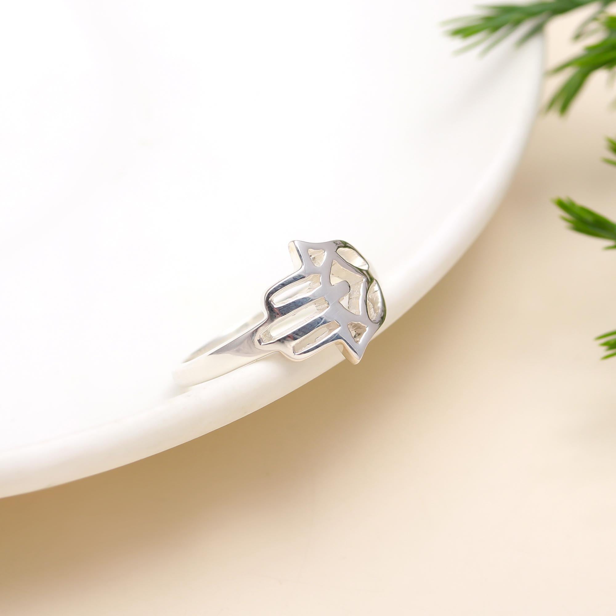 925 Silver Hamsa Hand Ring
