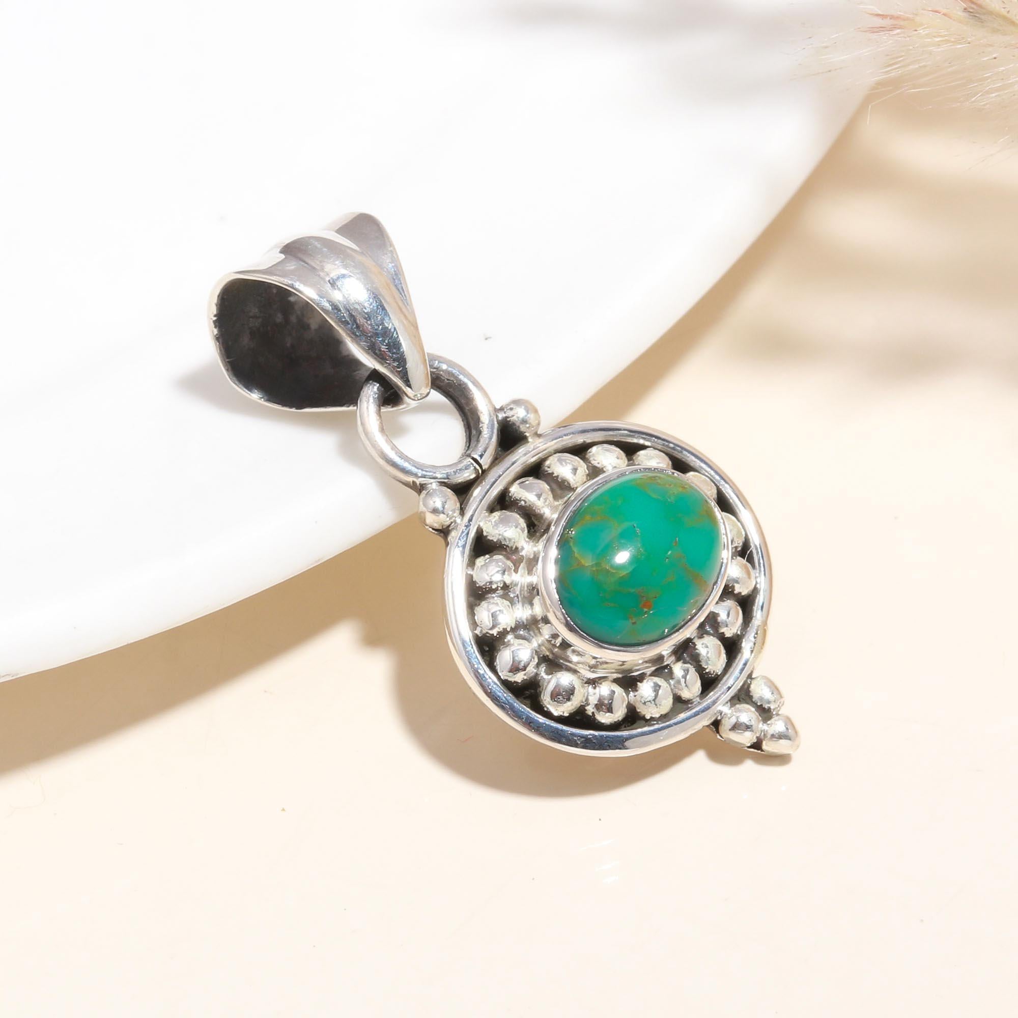925 Sterling Silver Turquoise Handmade Boho Pendant