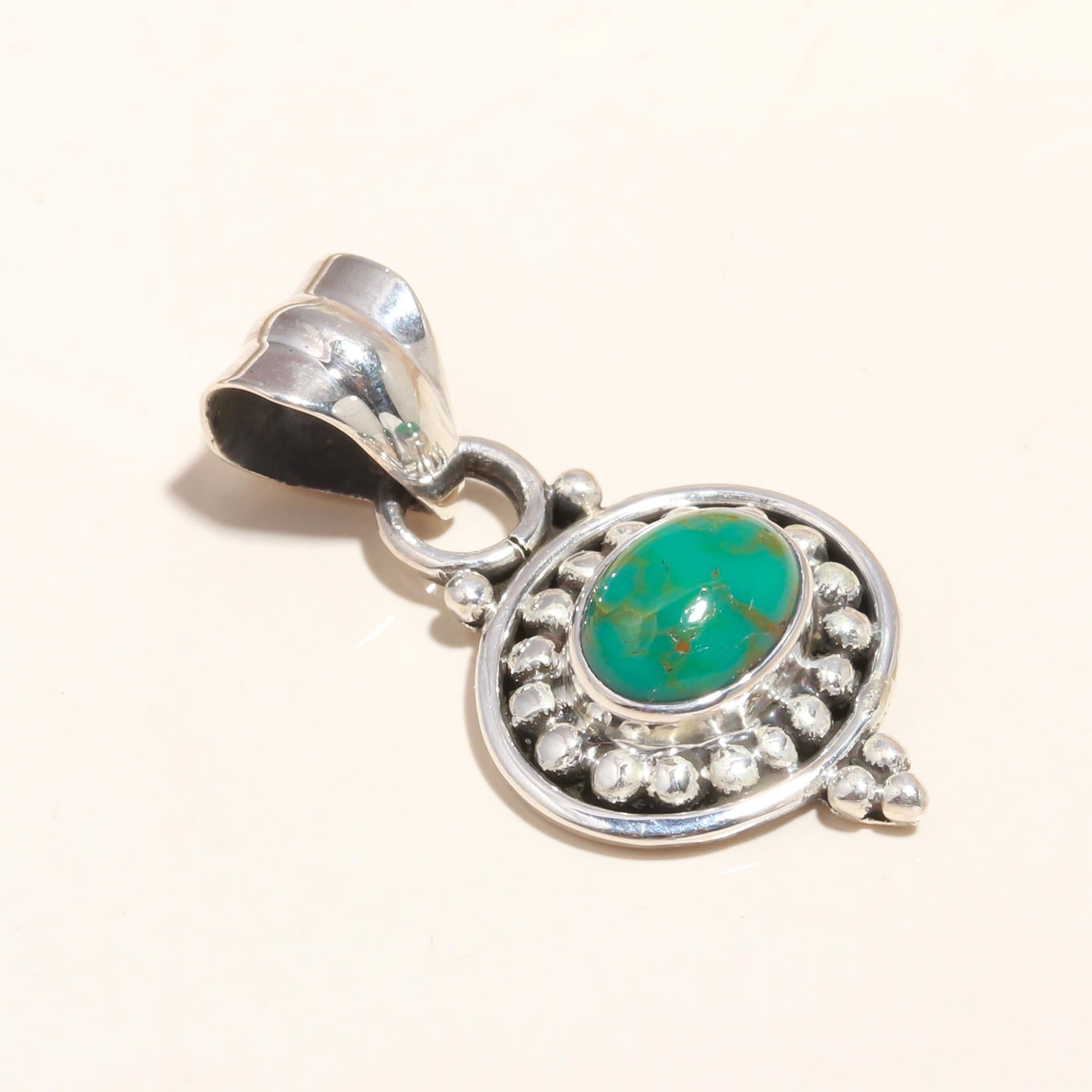 925 Sterling Silver Turquoise Handmade Boho Pendant