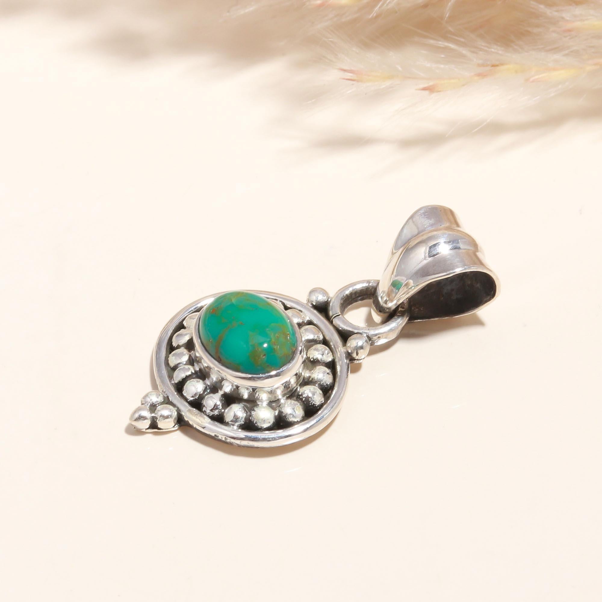 925 Sterling Silver Turquoise Handmade Boho Pendant