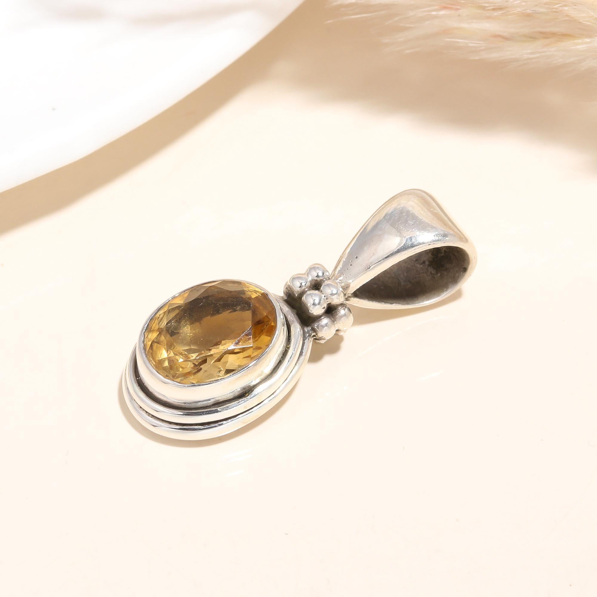 925 Sterling Silver Citrine Pendant