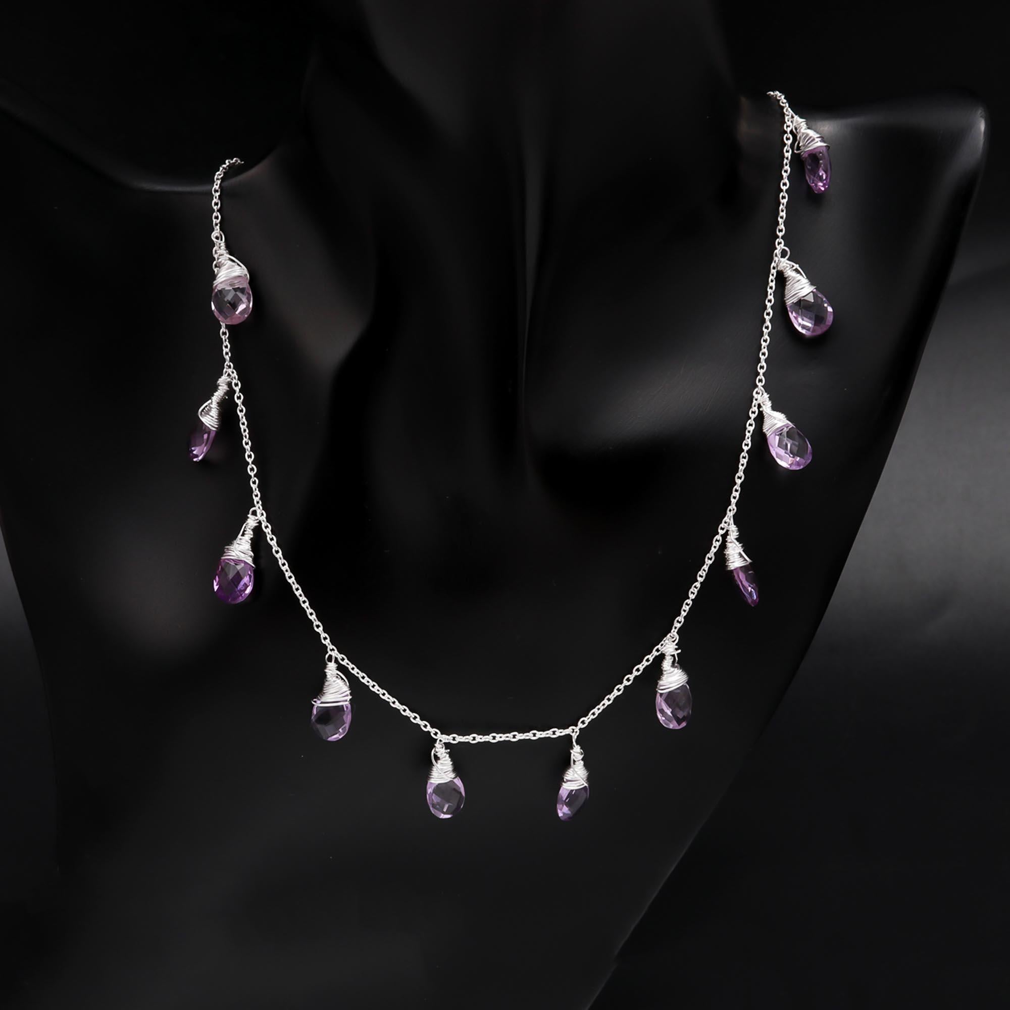 925 Sterling Silver Amethyst Teardrop Necklace