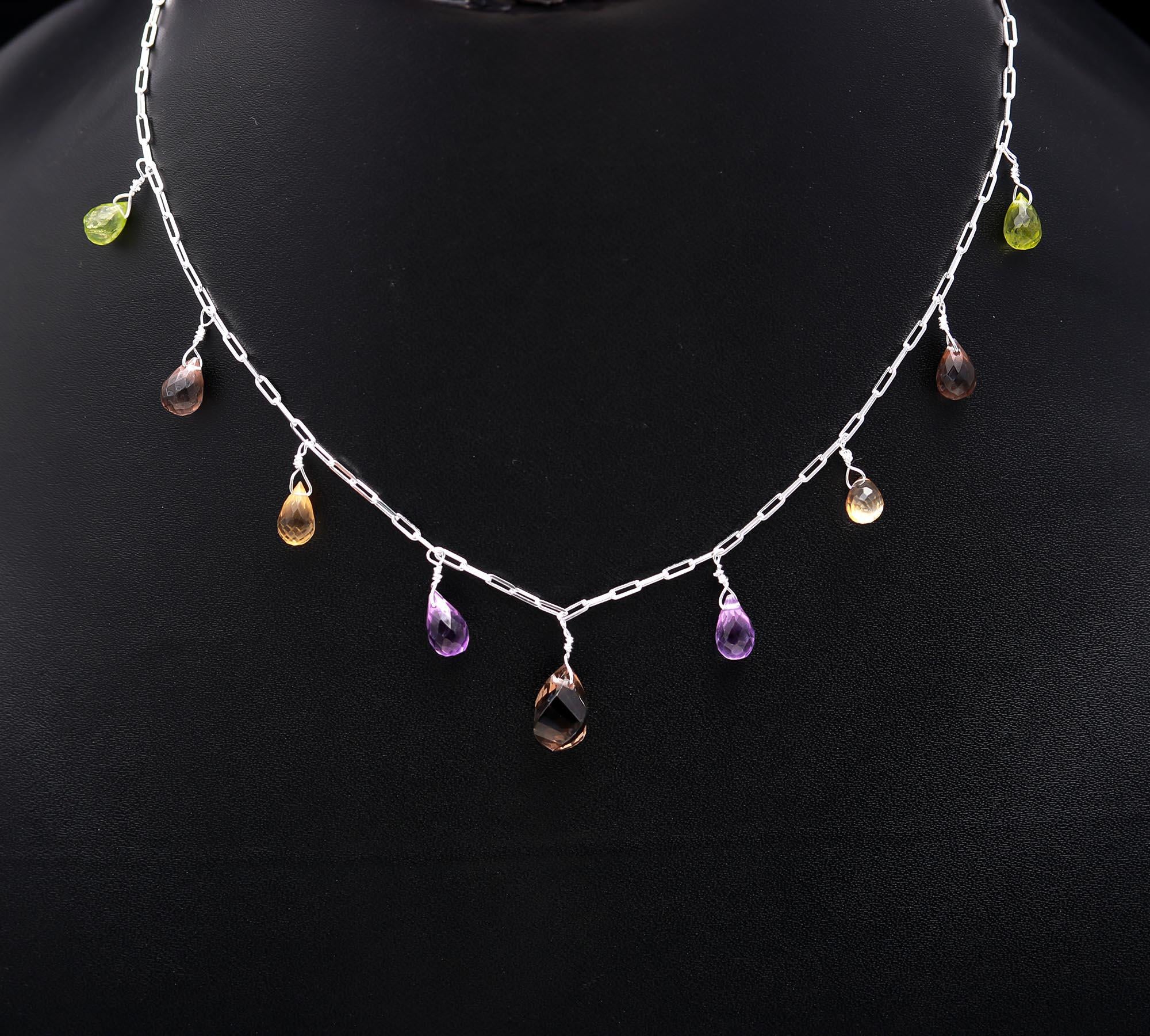 925 Silver Multi Gemstone Beaded Necklace