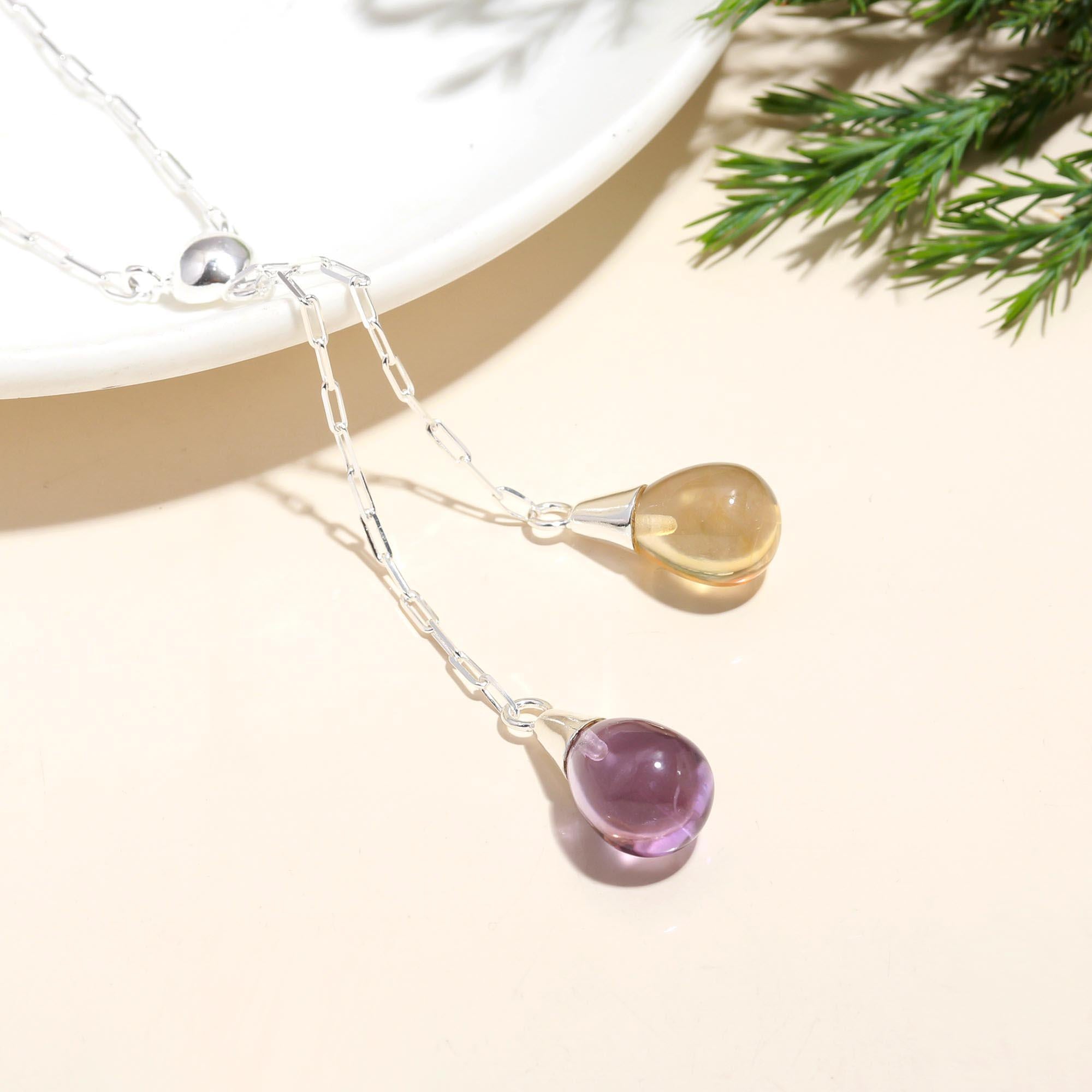 925 Silver Amethyst and Citrine Necklace