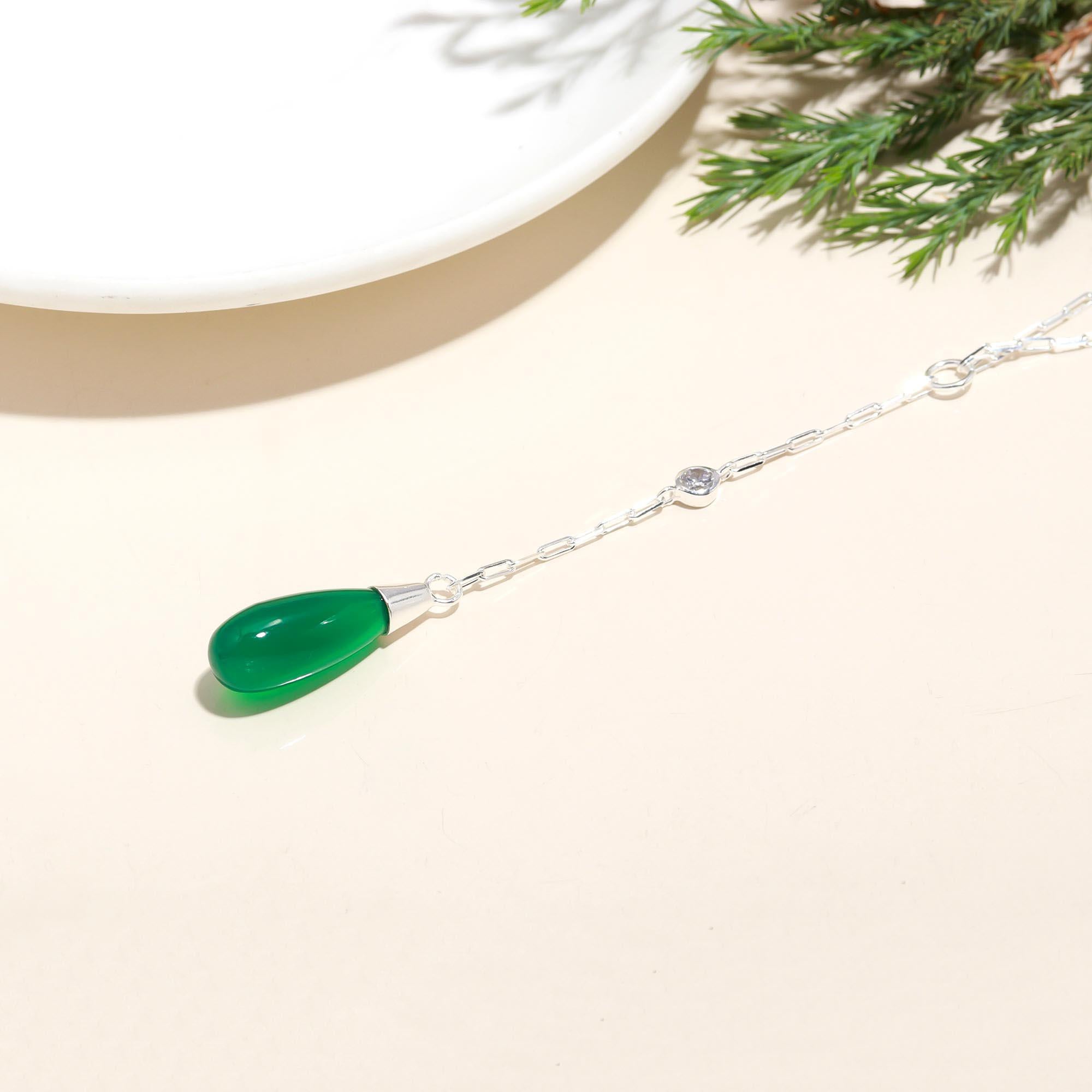 925 Silver Green Onyx Necklace
