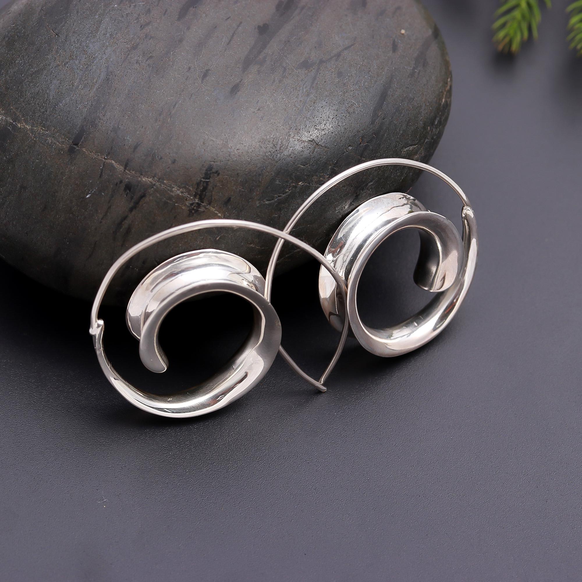 925 Silver Spiral Hoop Earrings