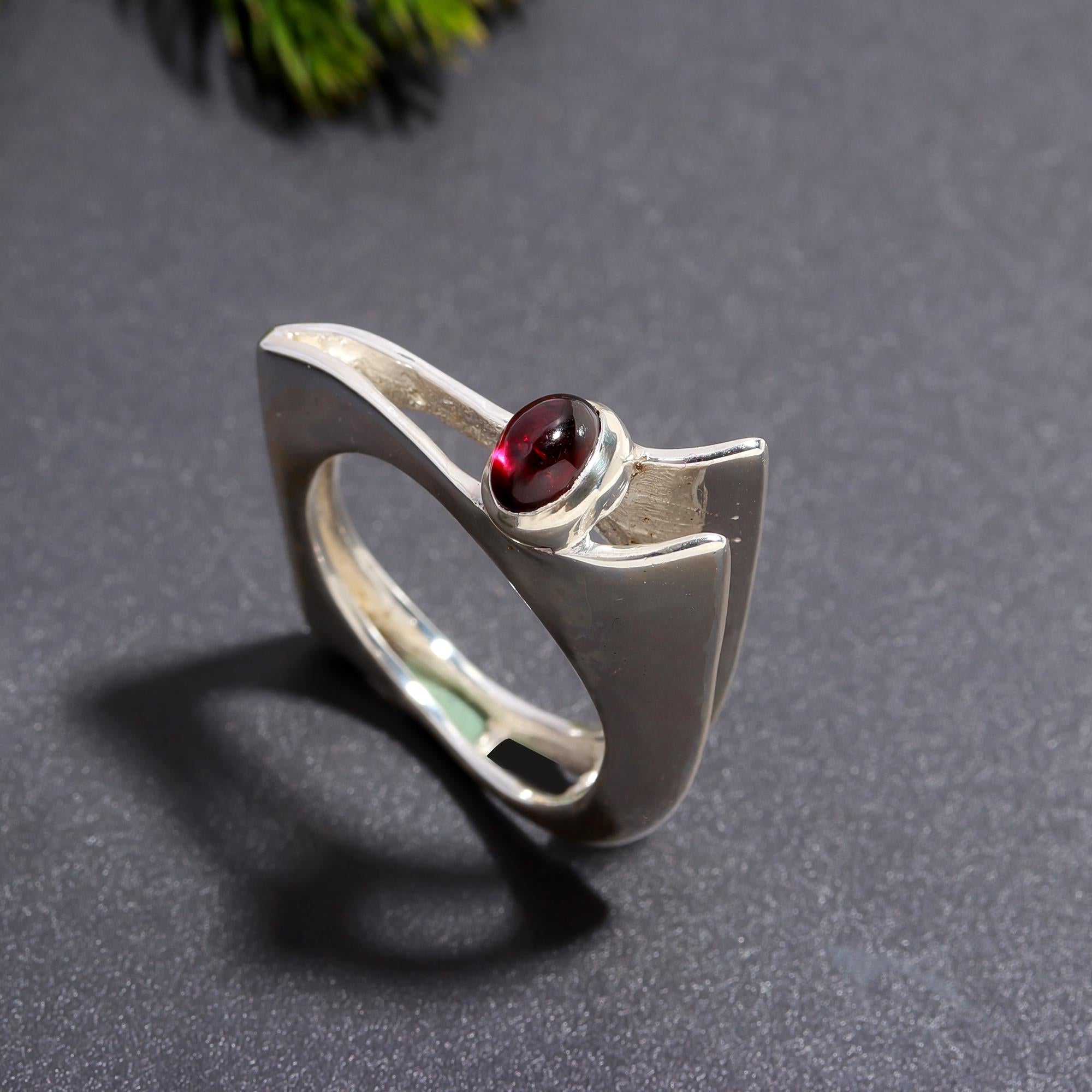 925 Silver Garnet Ring