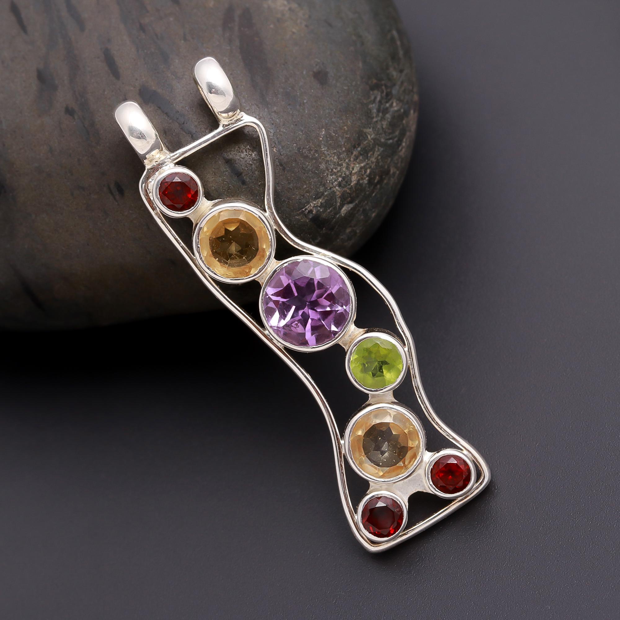 925 Silver Colorful Chakra Pendant