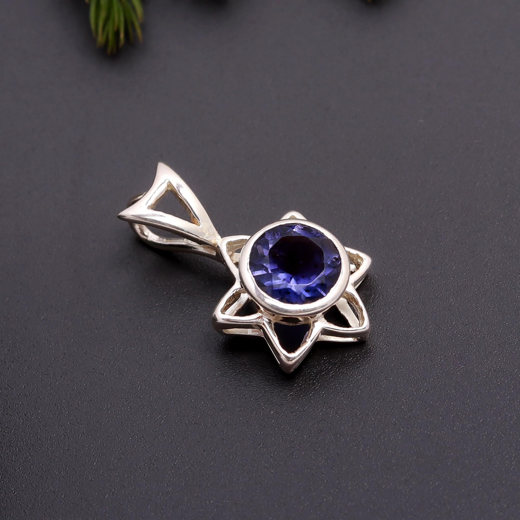 925 Silver Blue Iolite Pendant