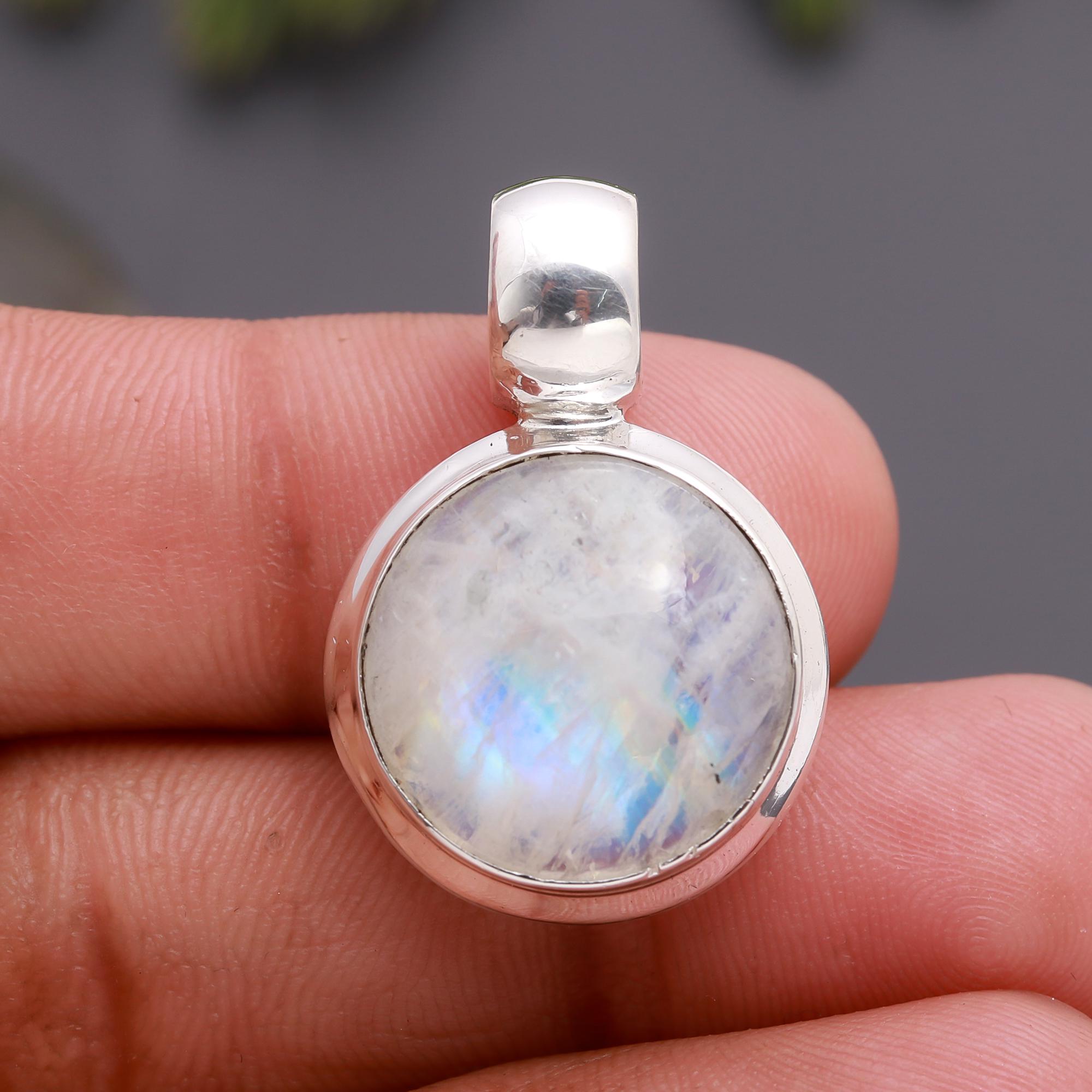 925 Silver Rainbow Moonstone Pendant