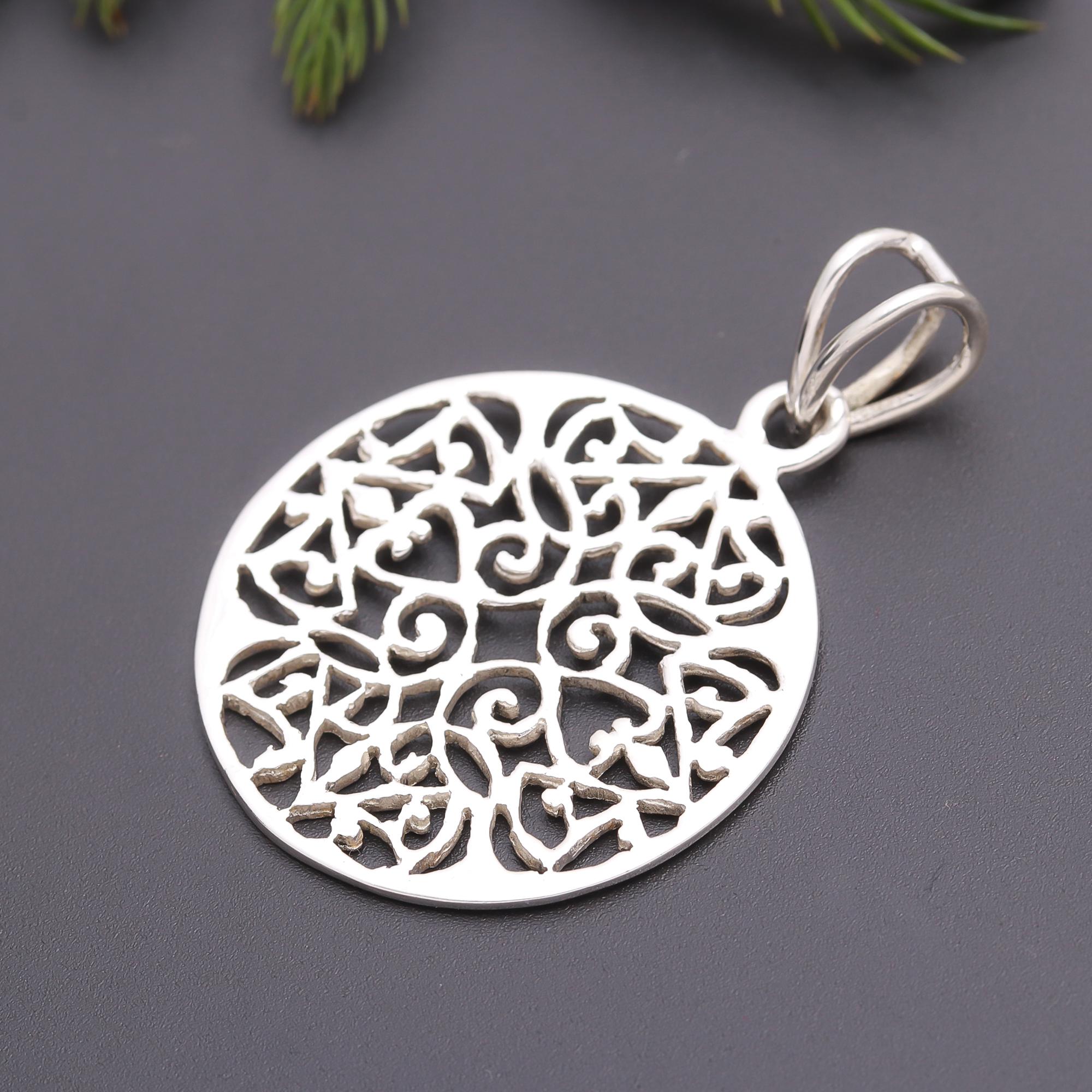925 Silver Round Filigree Pendant