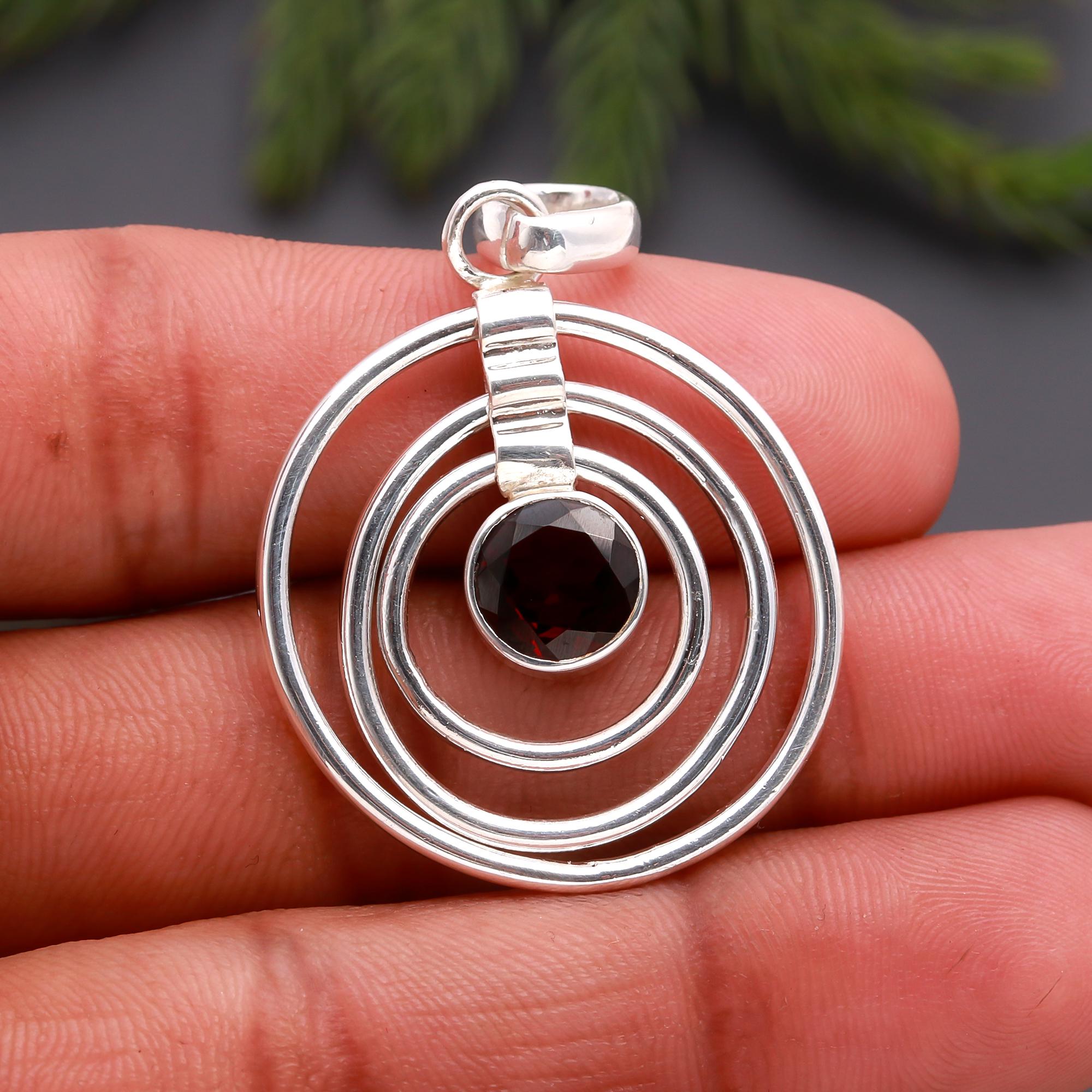925 Silver Garnet Pendant