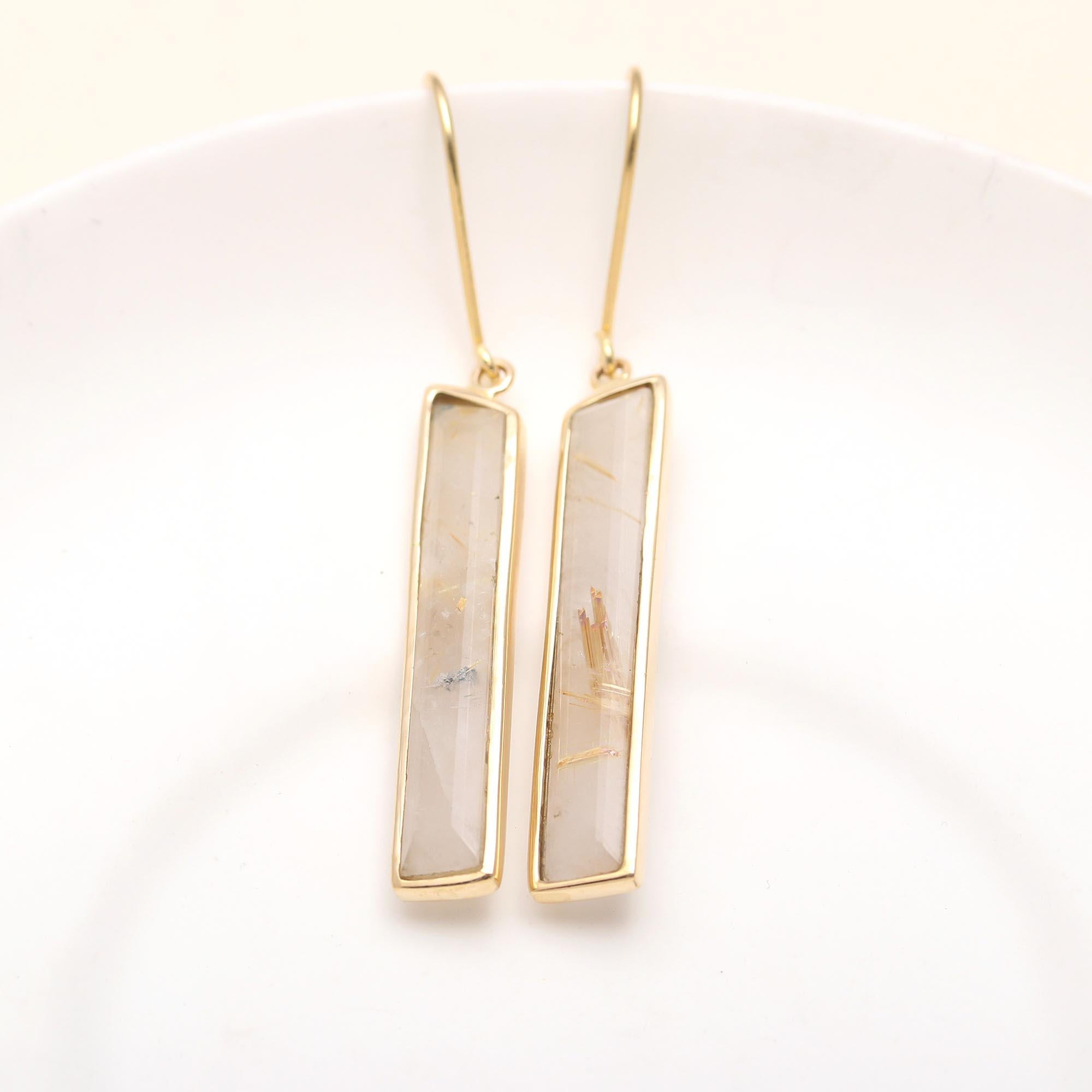925 Silver Long Rectangle Dangle Earrings