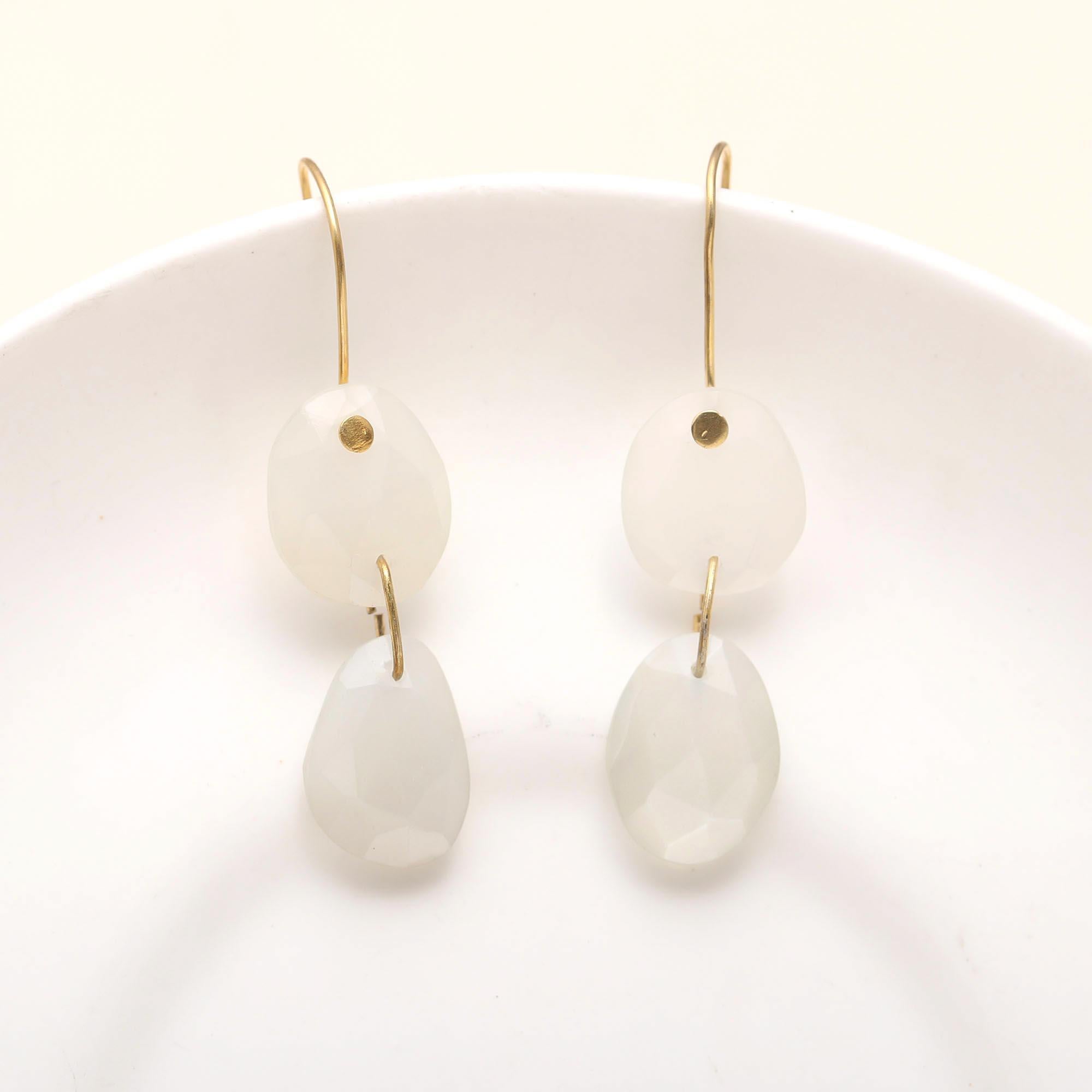 925 Silver White Chalcedony Dangle Earrings